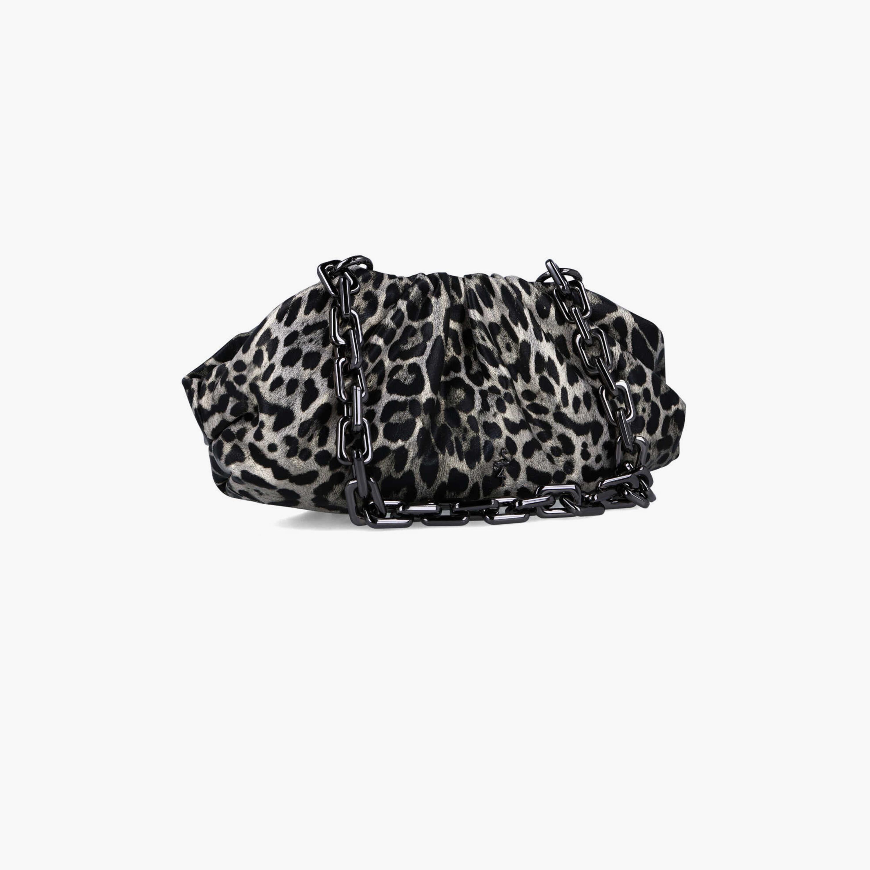Menbur Animal Print Clutch With Chain Strap In Black-women-bagsandwallets-wallets-image-2