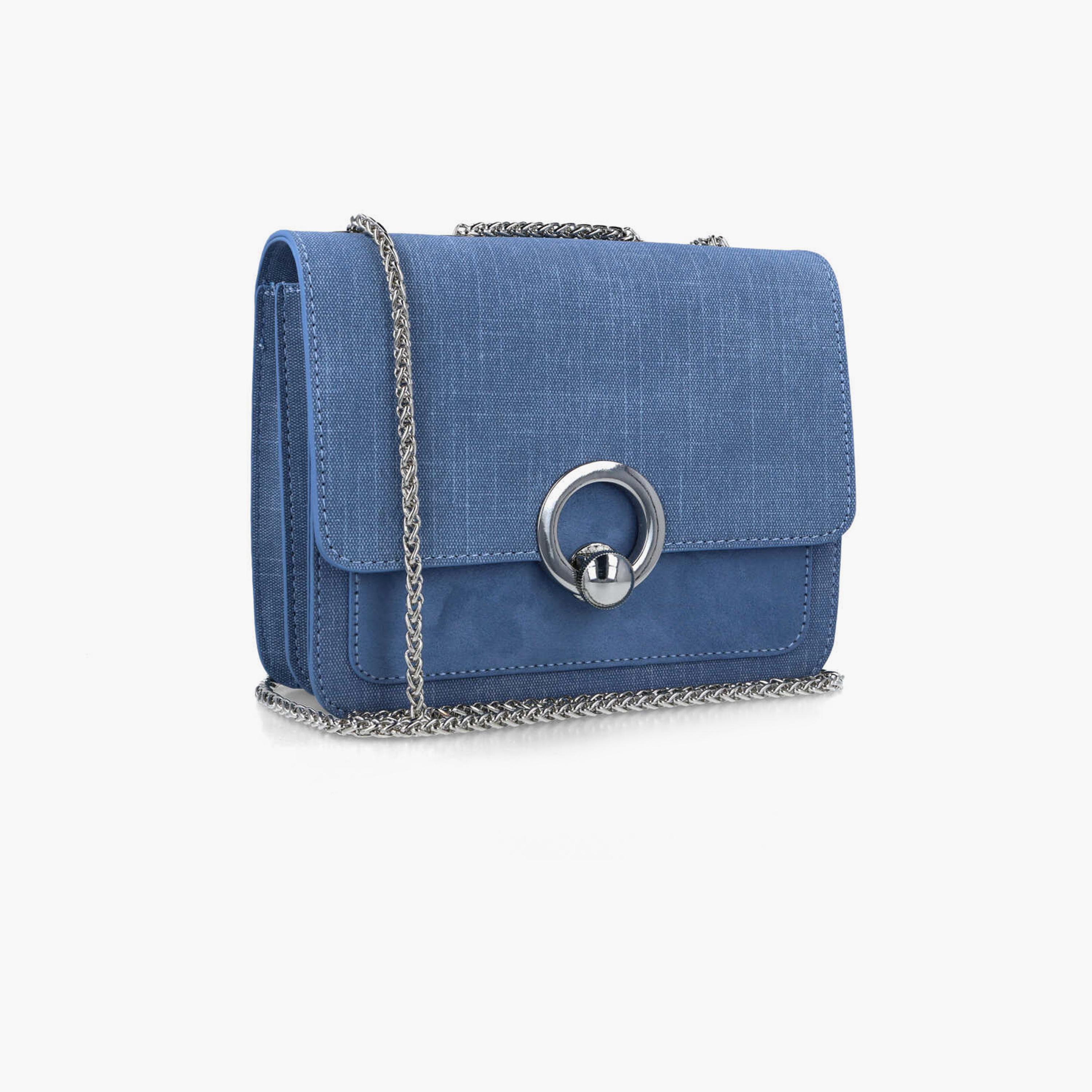 Menbur Textured Crossbody Bag With Chain Strap In Blue-women-bagsandwallets-handbags-image-2