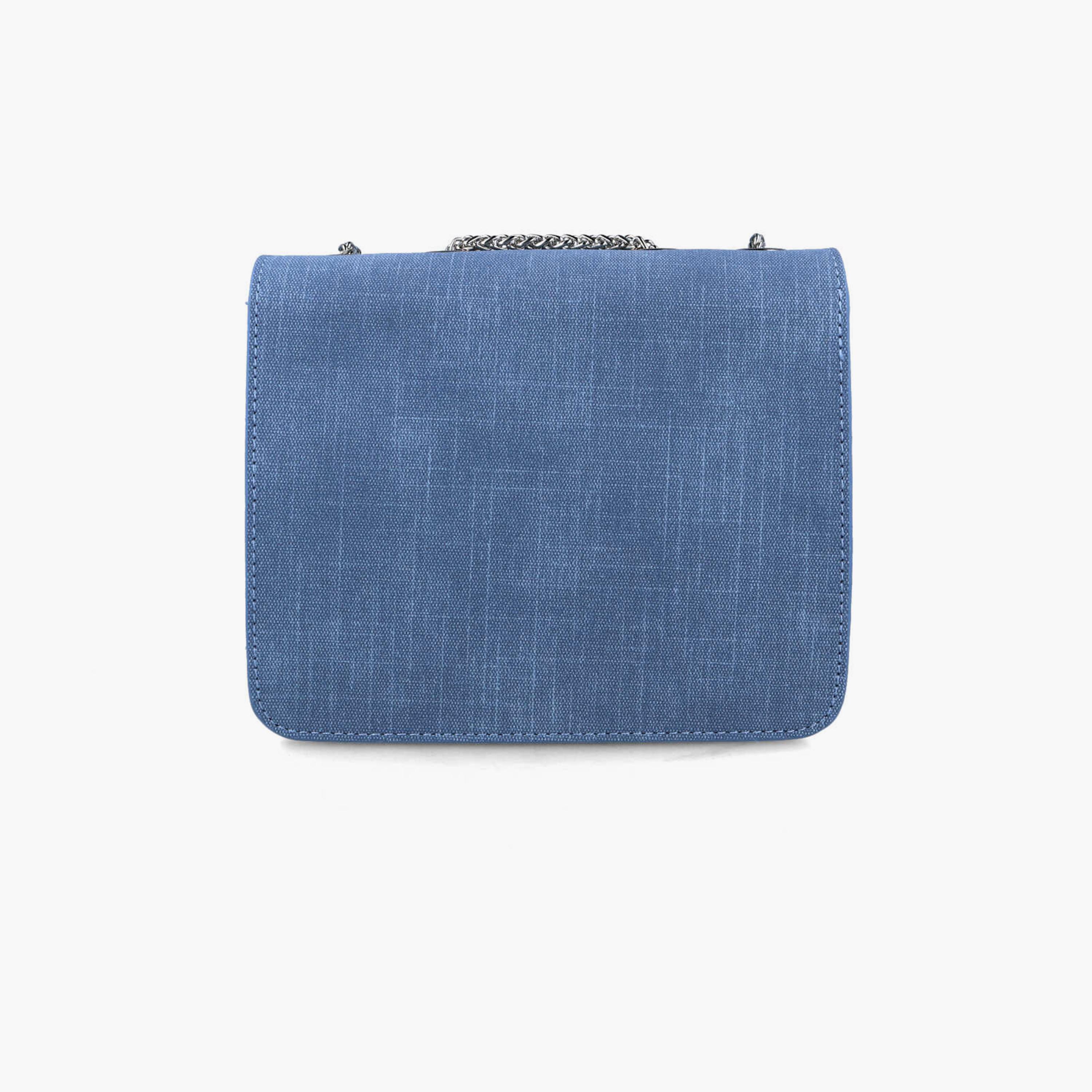 Menbur Textured Crossbody Bag With Chain Strap In Blue-women-bagsandwallets-handbags-image-3