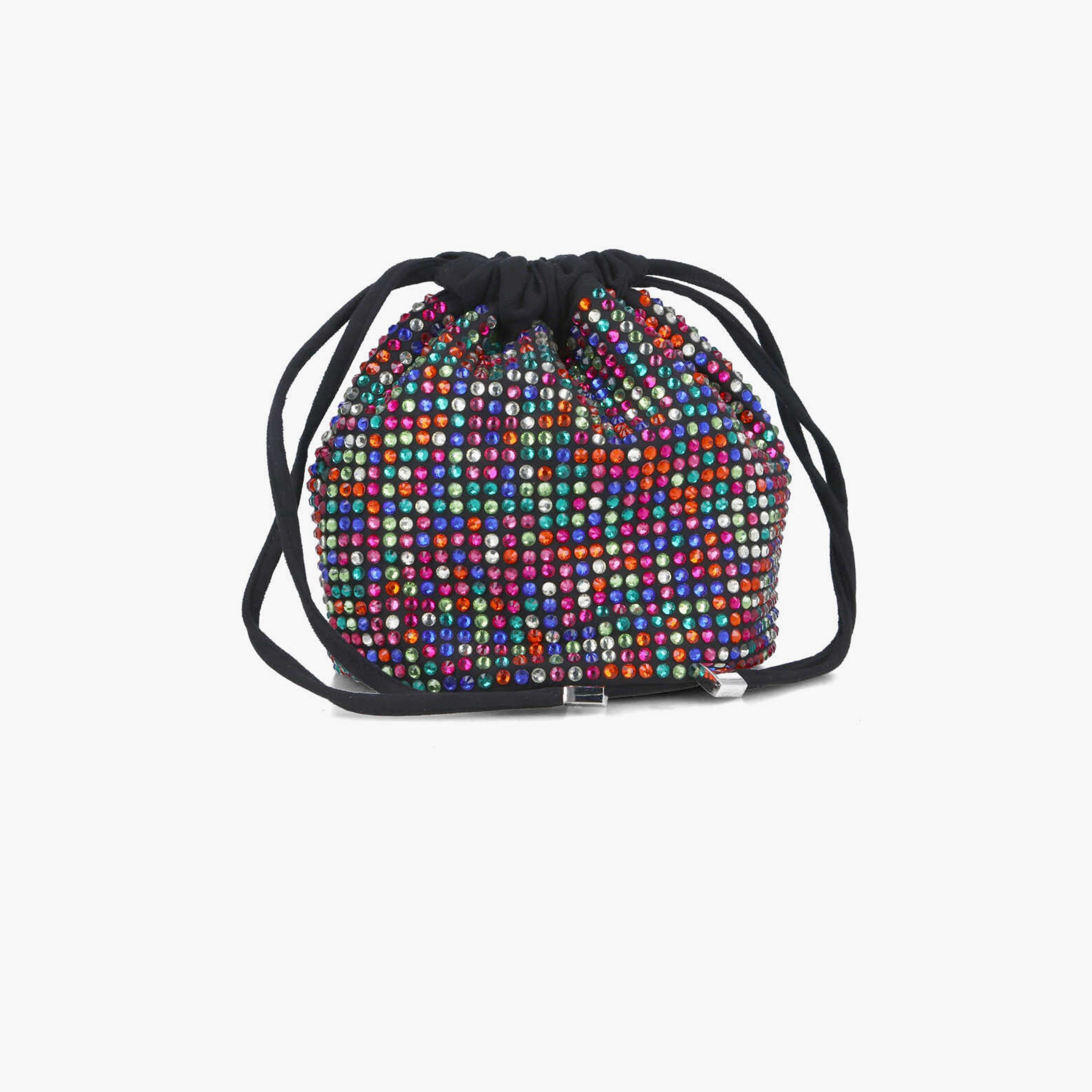 Menbur Embellished Clutch With Colourful Beads Design In Black-women-bagsandwallets-wallets-image-2