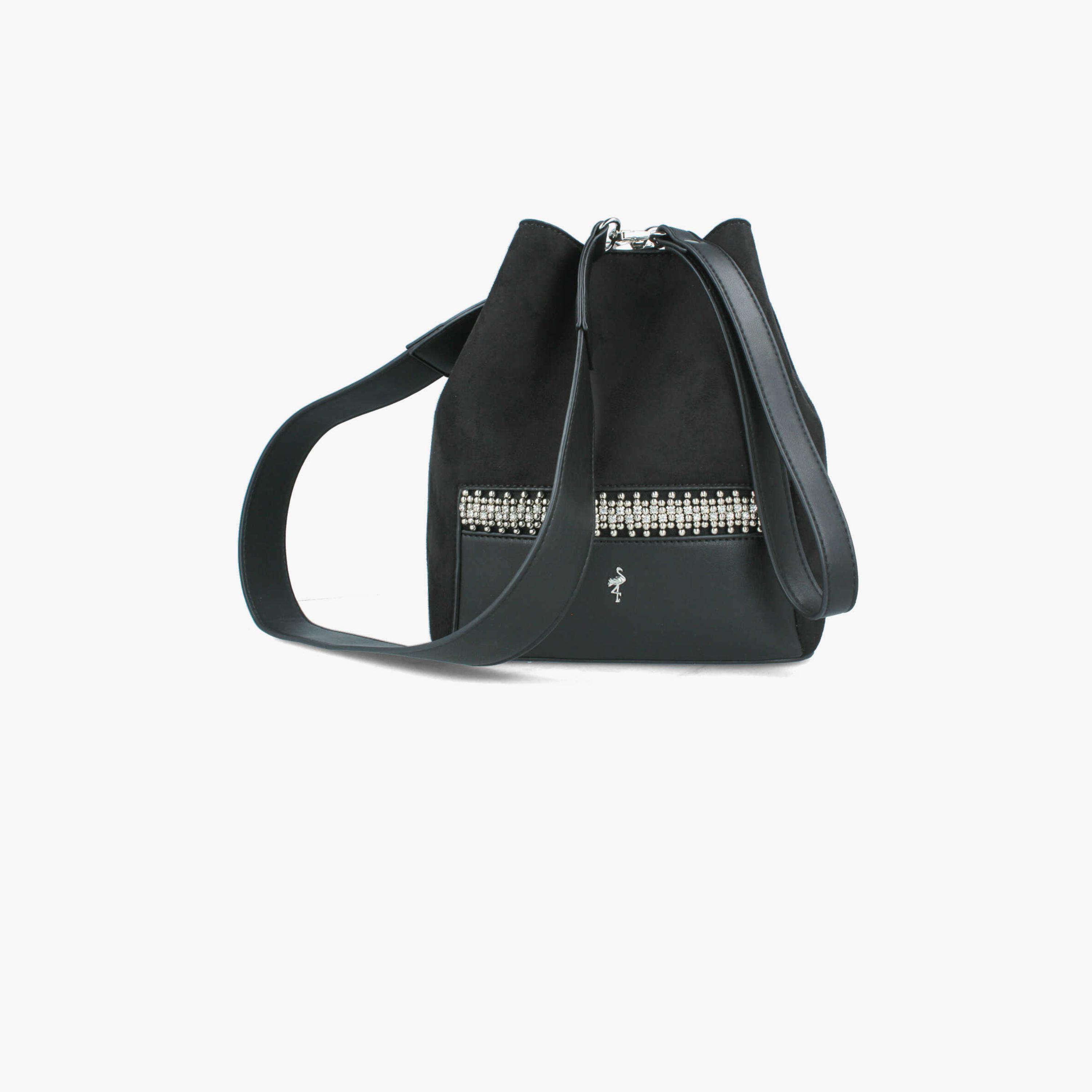 Menbur Embellished Shoulder Bag With Suede Texture In Black-women-bagsandwallets-handbags-image-1