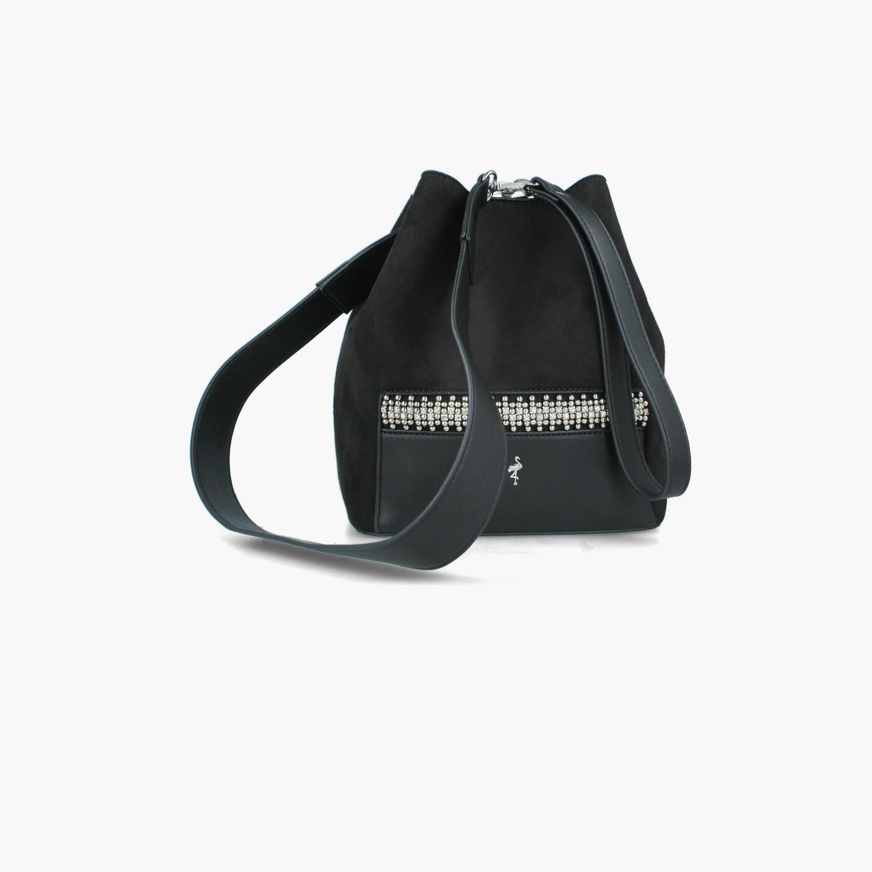 Menbur Embellished Shoulder Bag With Suede Texture In Black-women-bagsandwallets-handbags-image-2