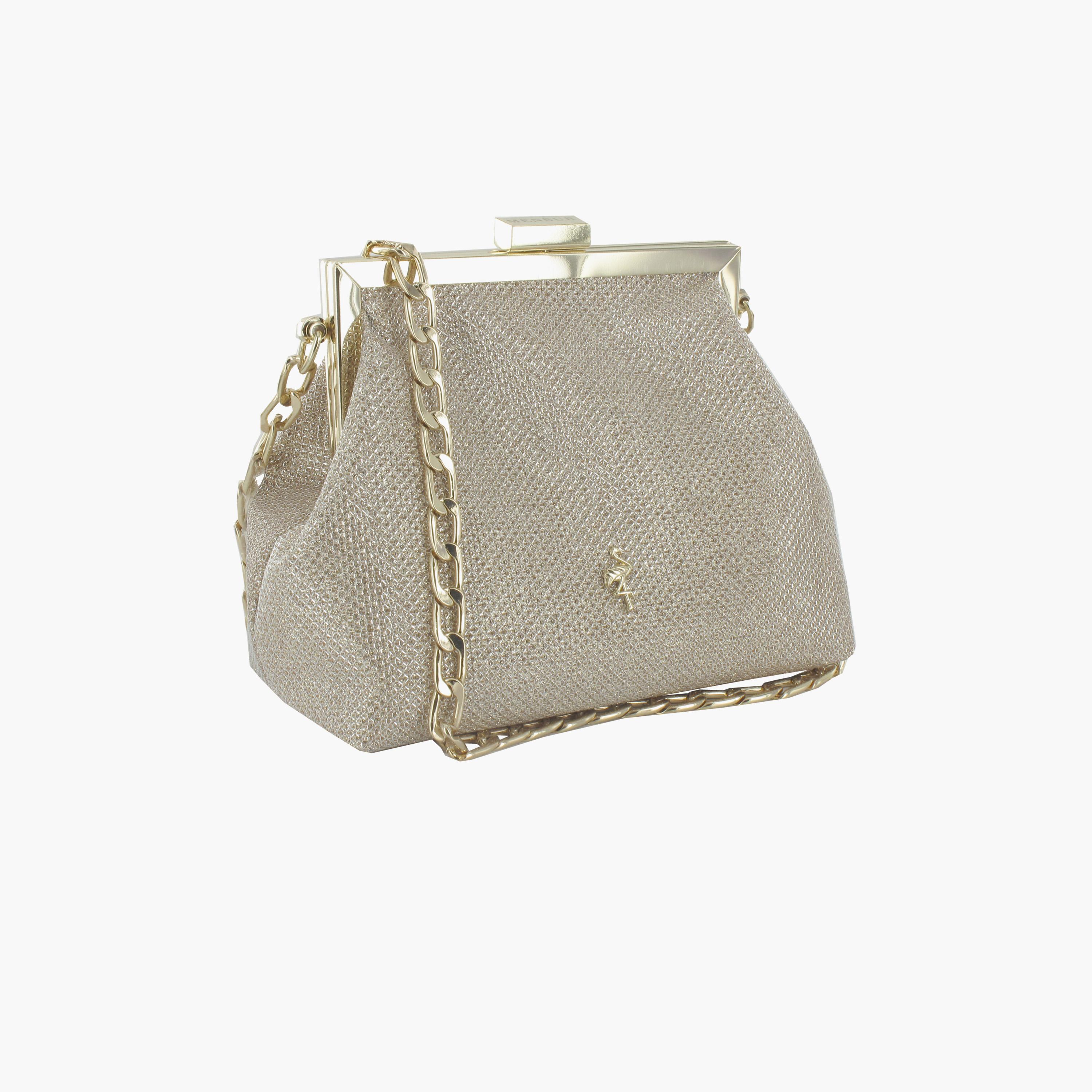 Menbur Textured Clutch With Chain Strap In Silver-women-bagsandwallets-wallets-image-1
