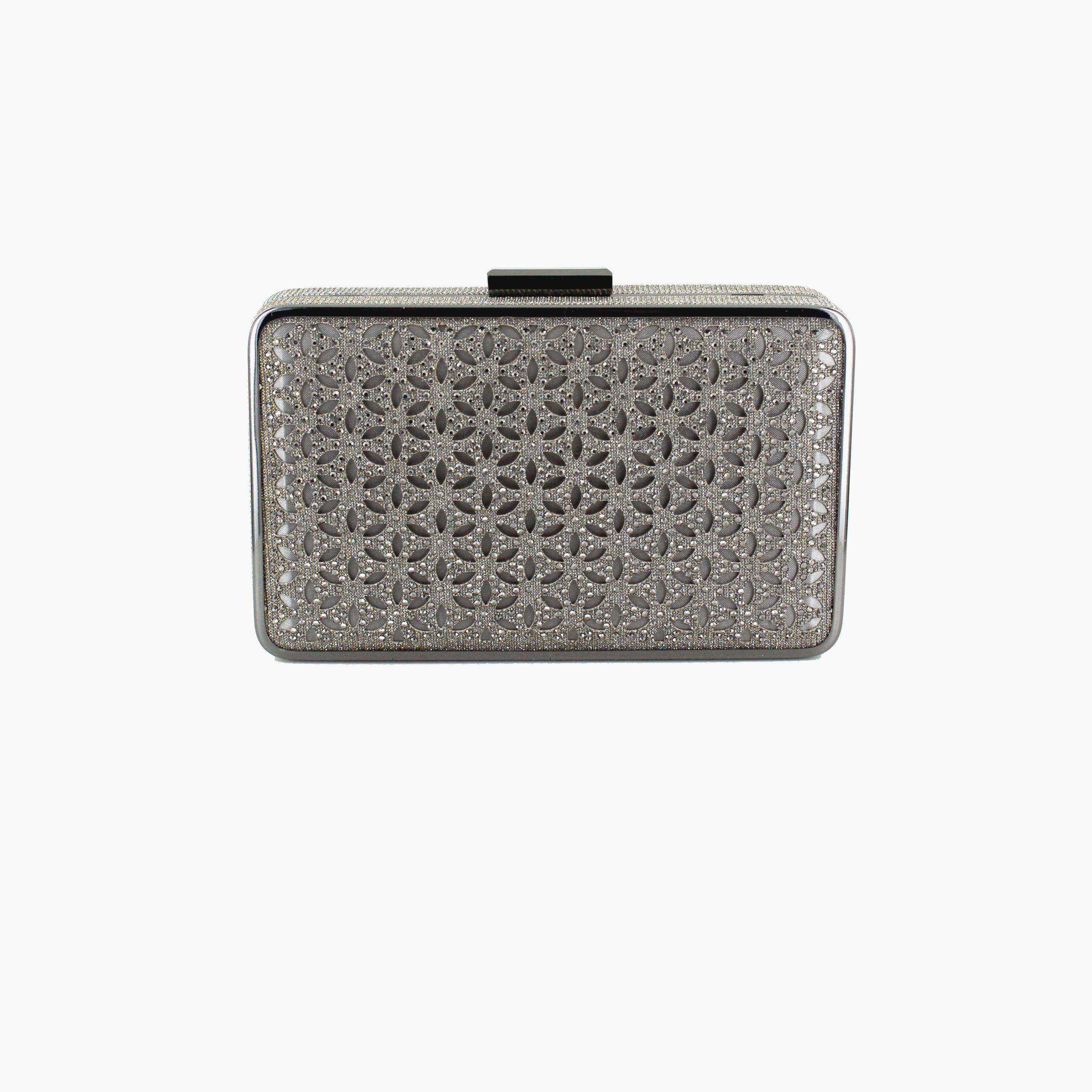 Menbur Embellished Clutch With Cut-Out Design In Grey-women-bagsandwallets-wallets-image-1