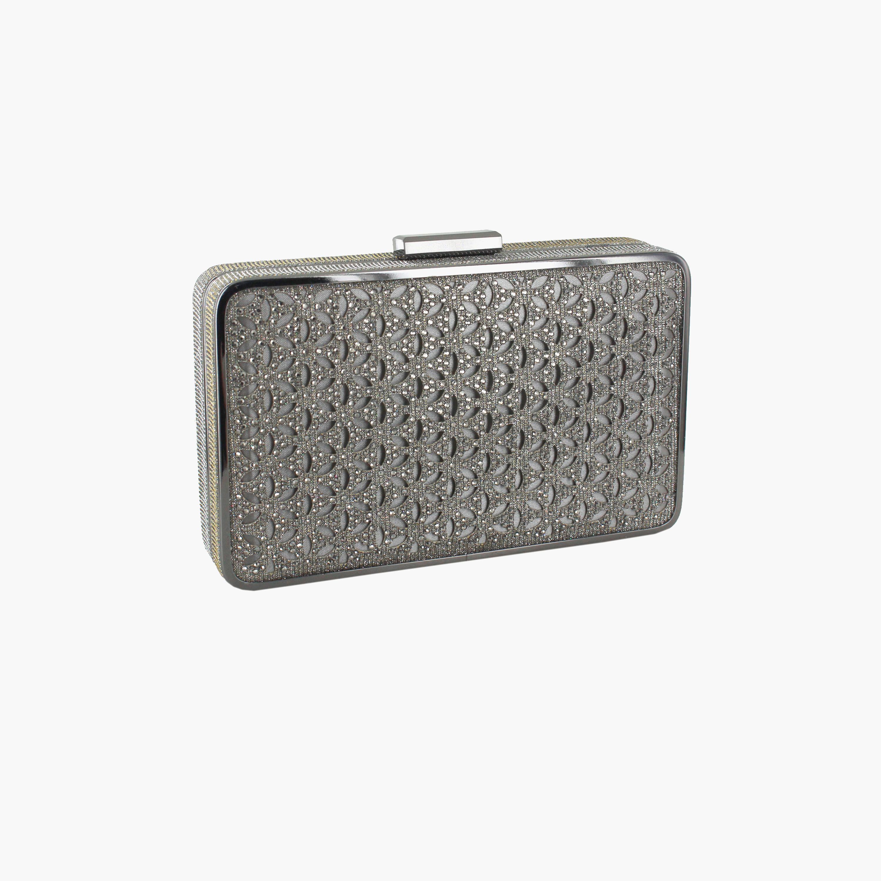 Menbur Embellished Clutch With Cut-Out Design In Grey-women-bagsandwallets-wallets-image-2
