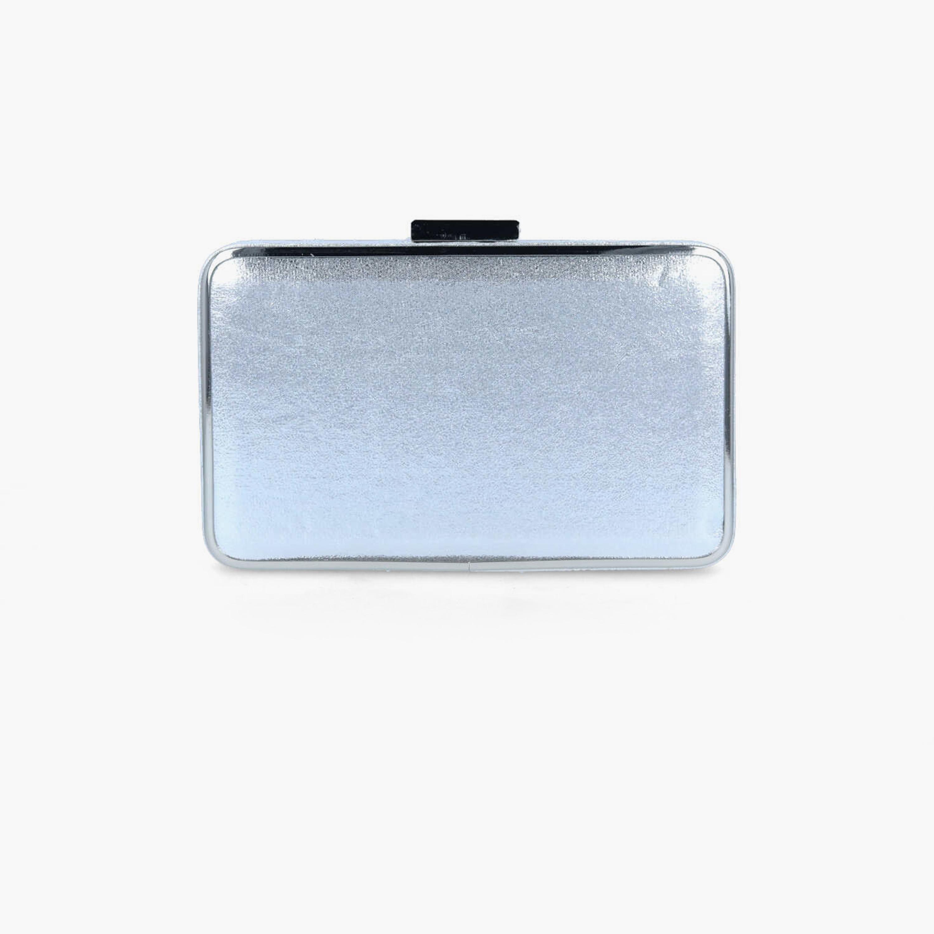 Menbur Clutch With Embellished Design On Closure In Silver-women-bagsandwallets-wallets-image-3