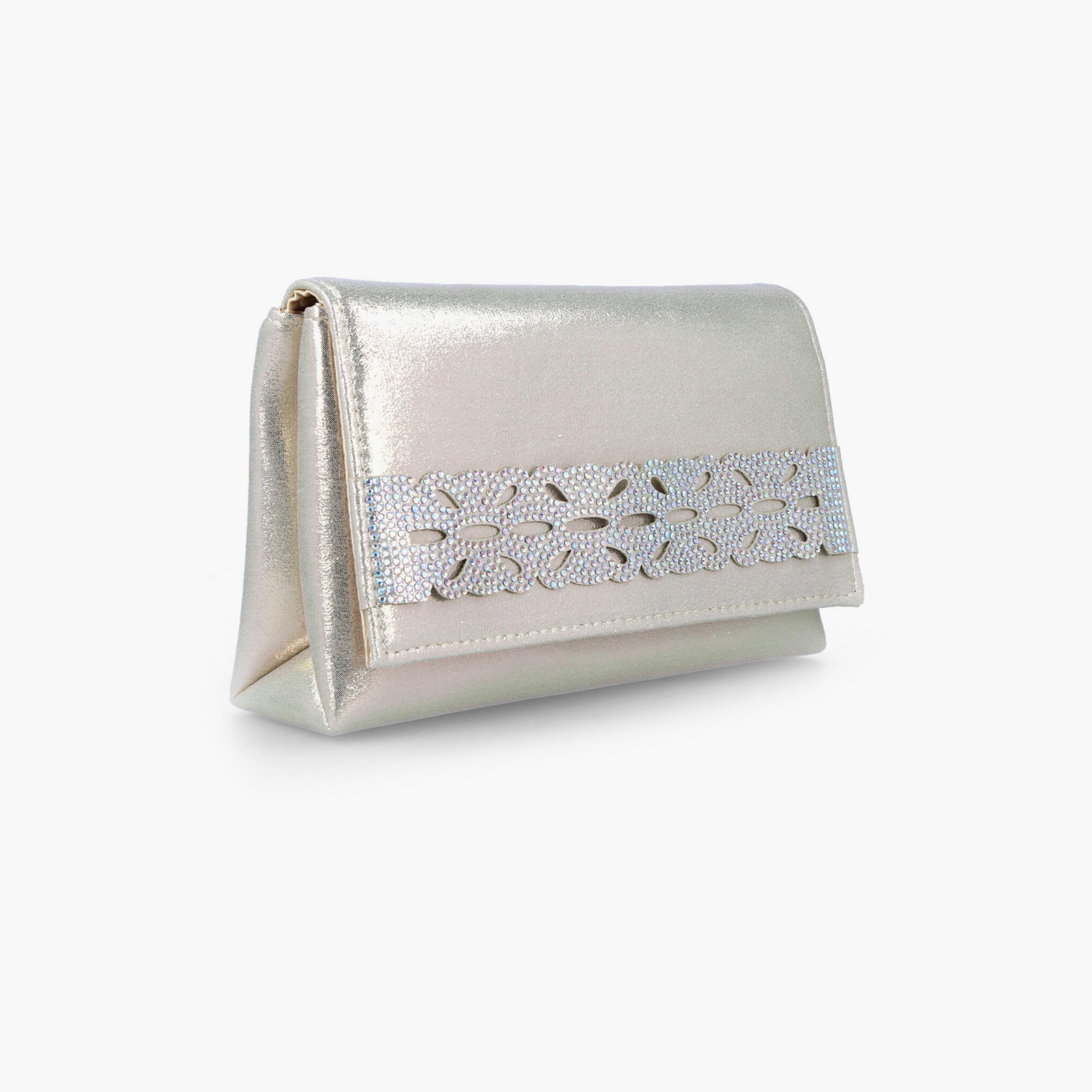 Menbur Clutch With Embellished Design On Closure In Gold-women-bagsandwallets-wallets-image-2