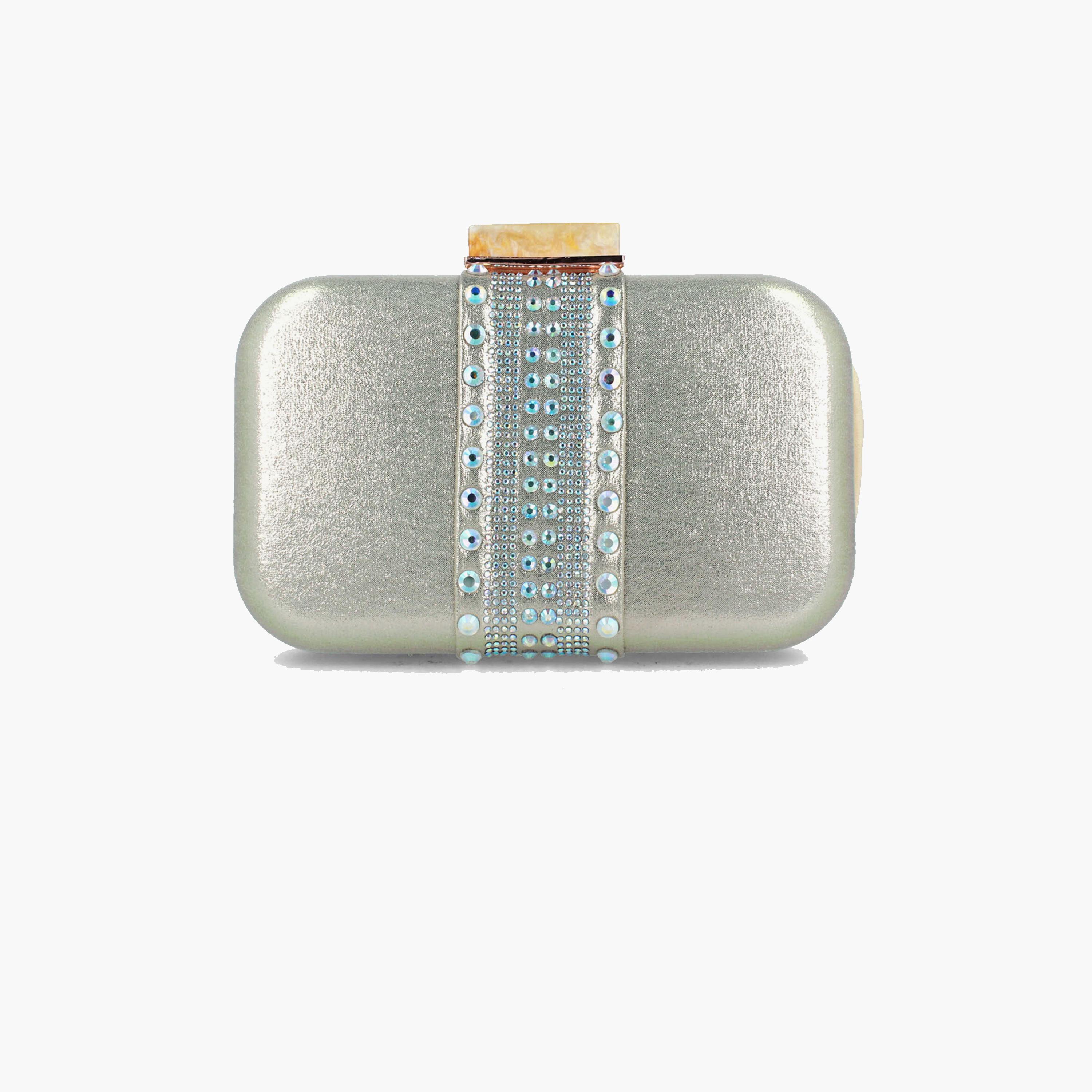 Menbur Embellished Clutch With Stone Design In Closure In Gold-women-bagsandwallets-wallets-image-1