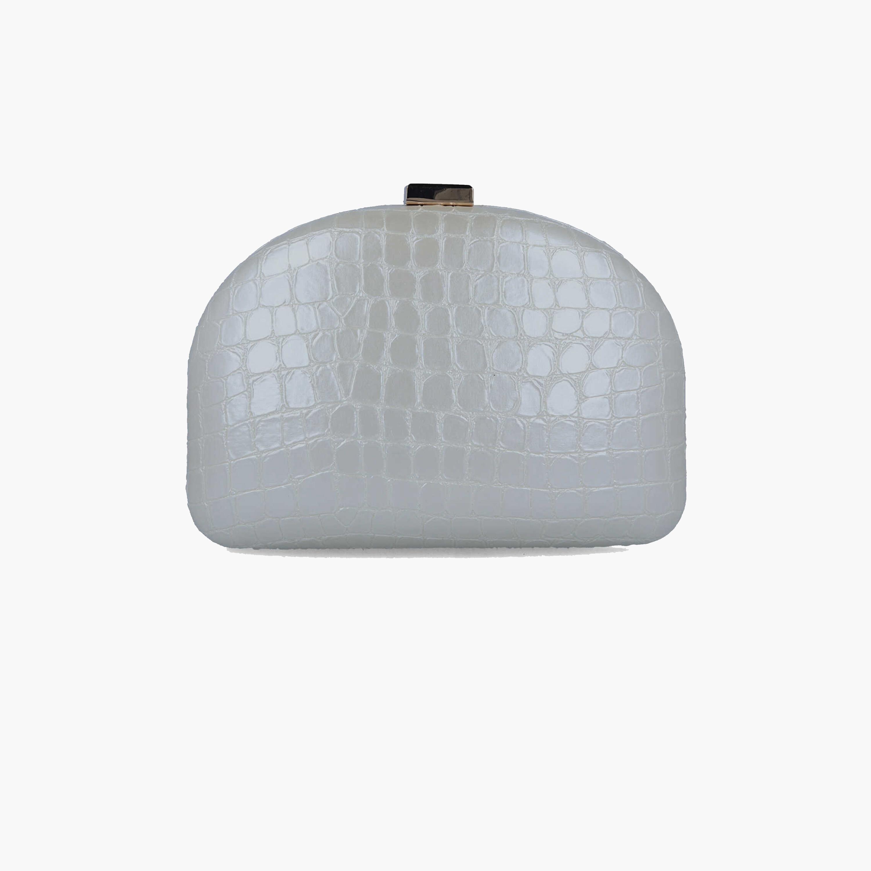 Menbur Animal Print Clutch With Reptile Texture In White-women-bagsandwallets-wallets-image-1