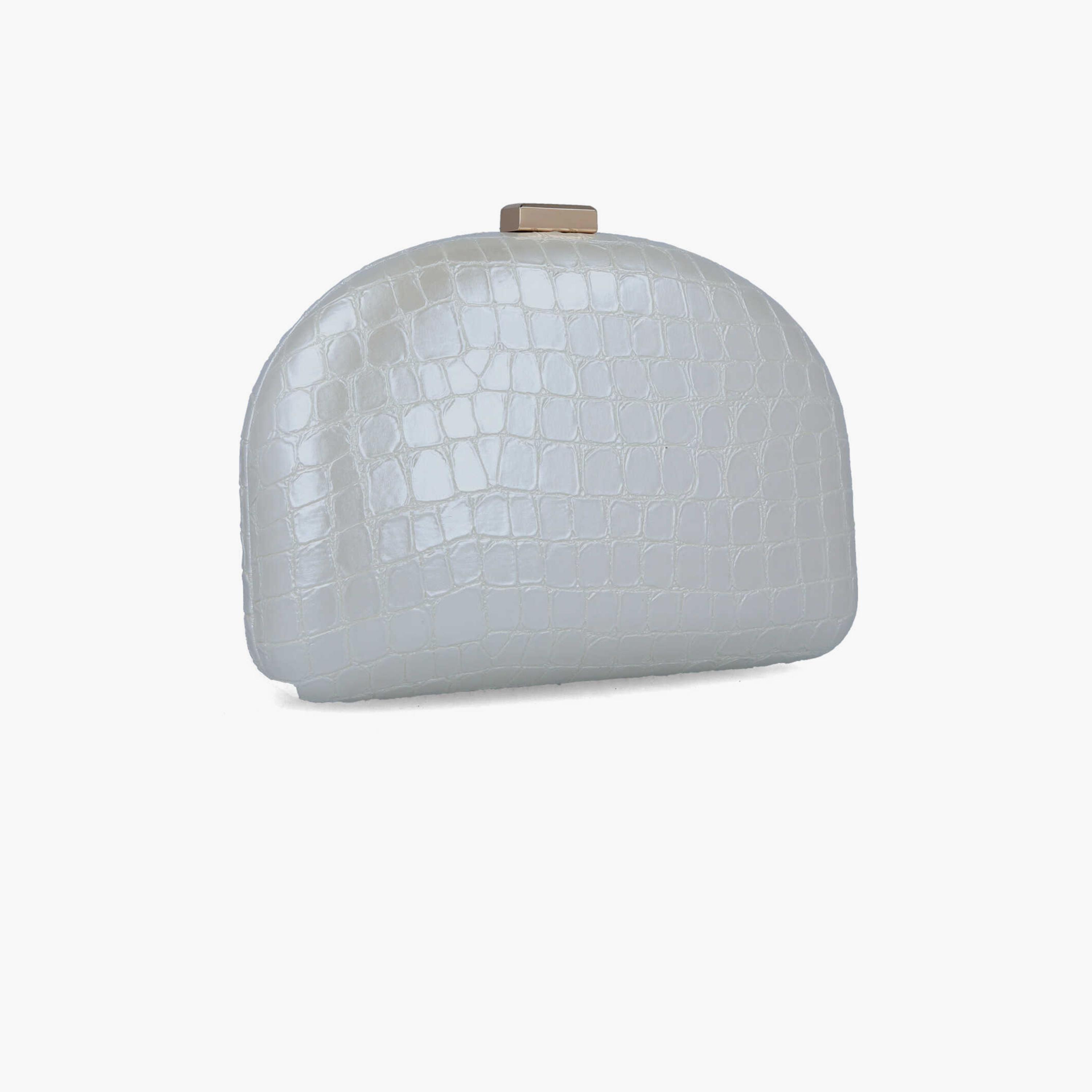Menbur Animal Print Clutch With Reptile Texture In White-women-bagsandwallets-wallets-image-2