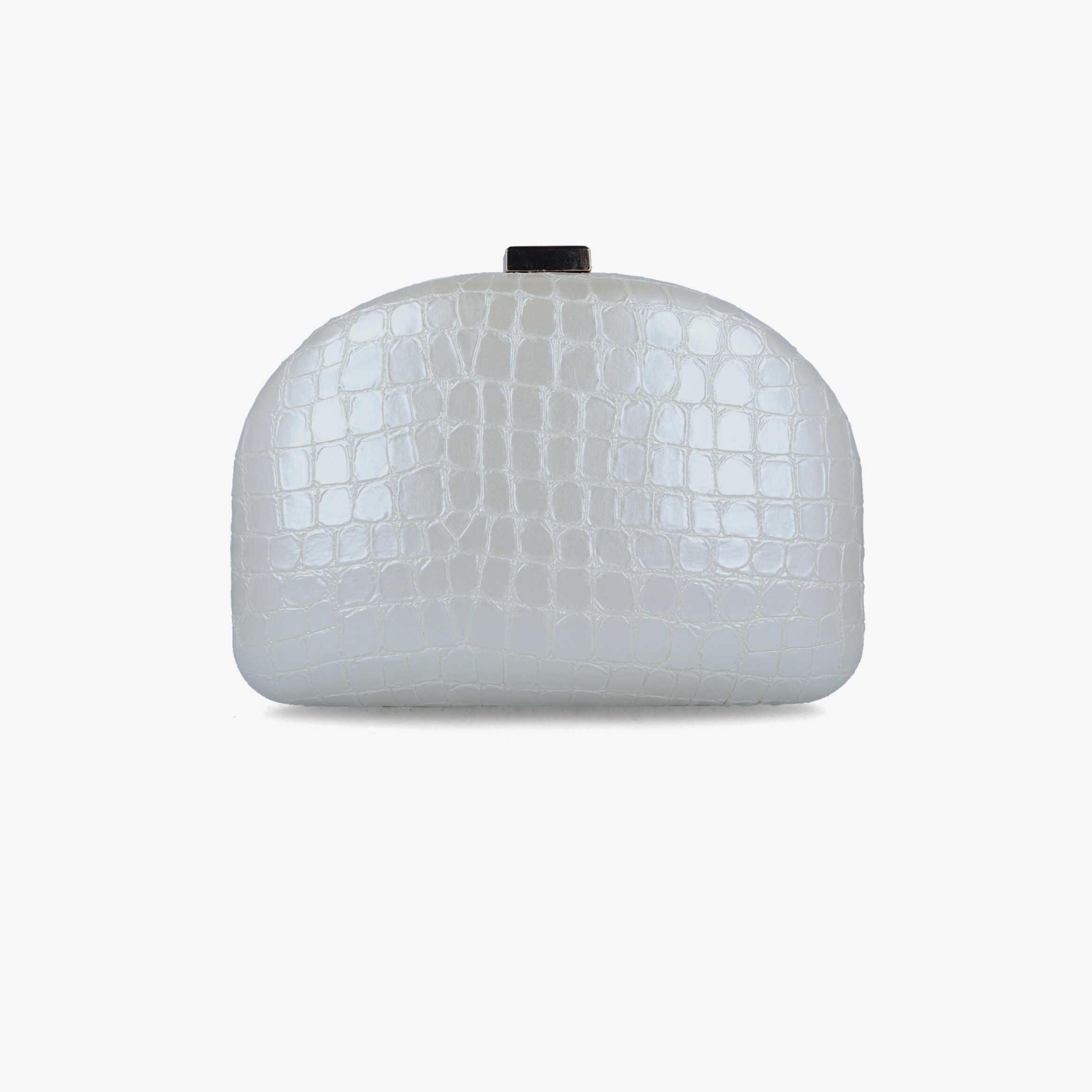 Menbur Animal Print Clutch With Reptile Texture In White-women-bagsandwallets-wallets-image-3