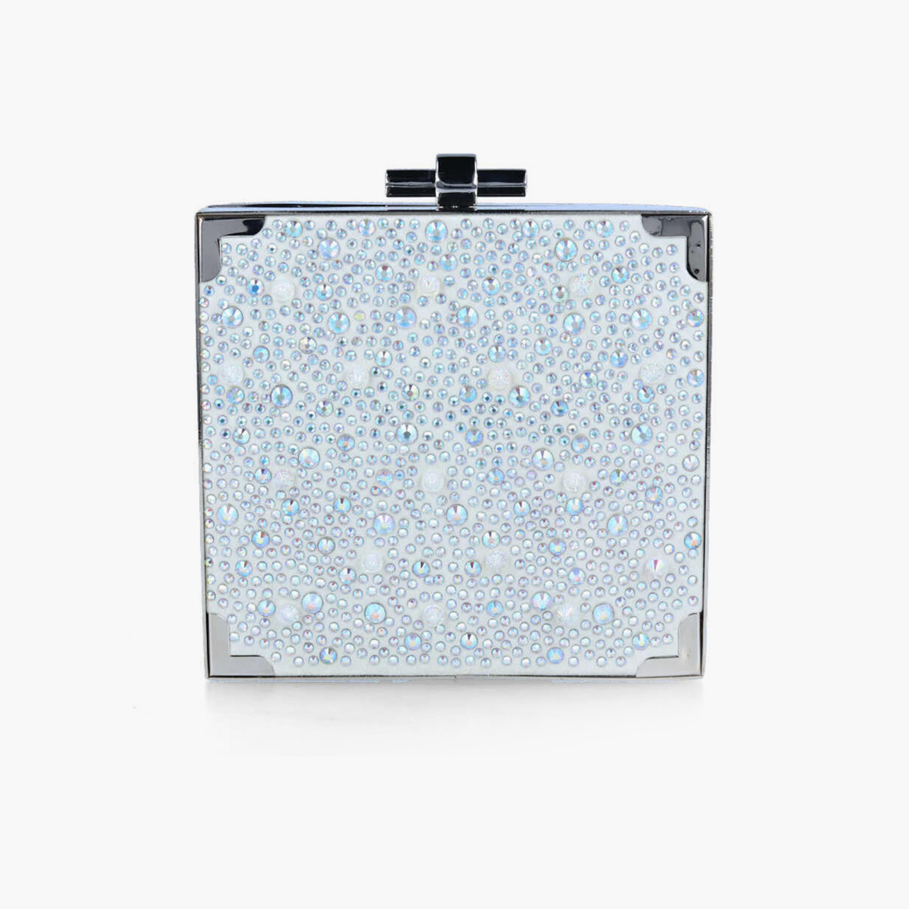 Menbur Clutch With Embellished Design On Closure In White-women-bagsandwallets-wallets-image-1