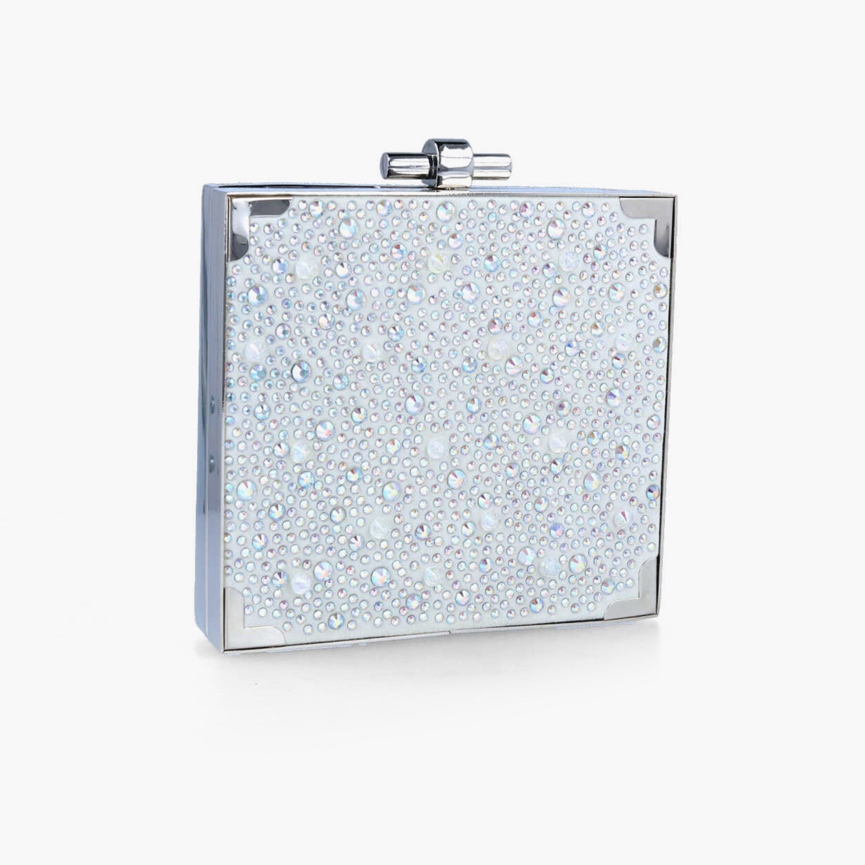 Menbur Clutch With Embellished Design On Closure In White-women-bagsandwallets-wallets-image-2