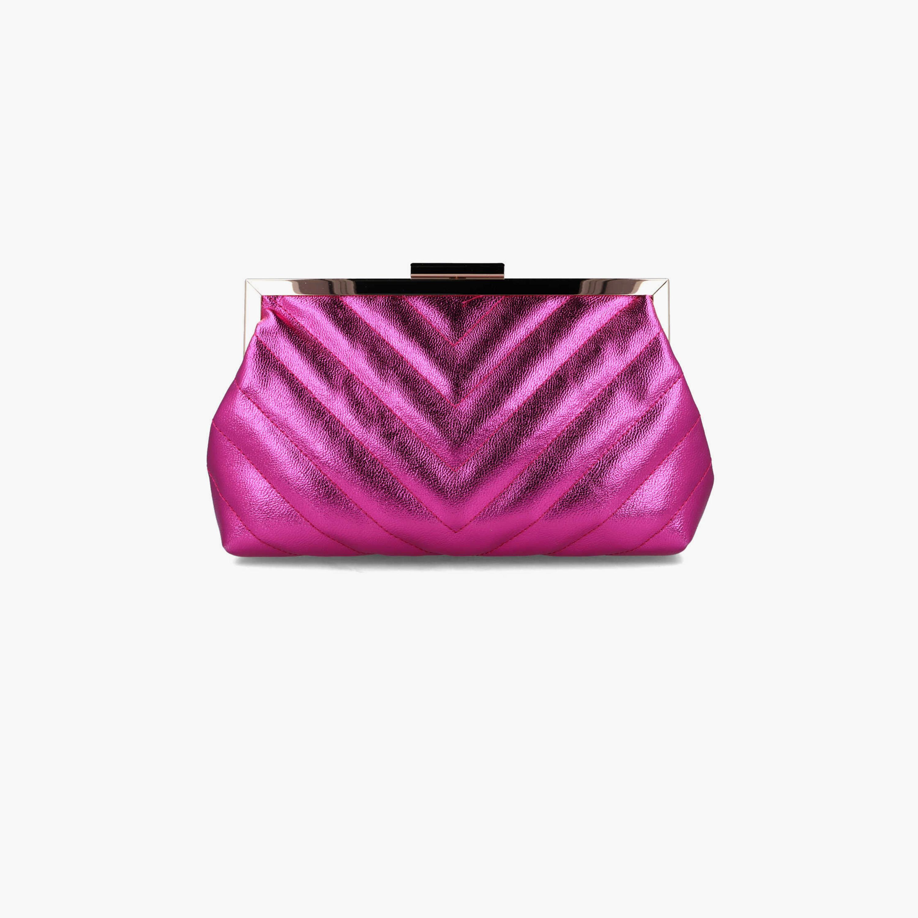 Menbur Textured Clutch With Metal Open Top In Pink-women-bagsandwallets-wallets-image-1