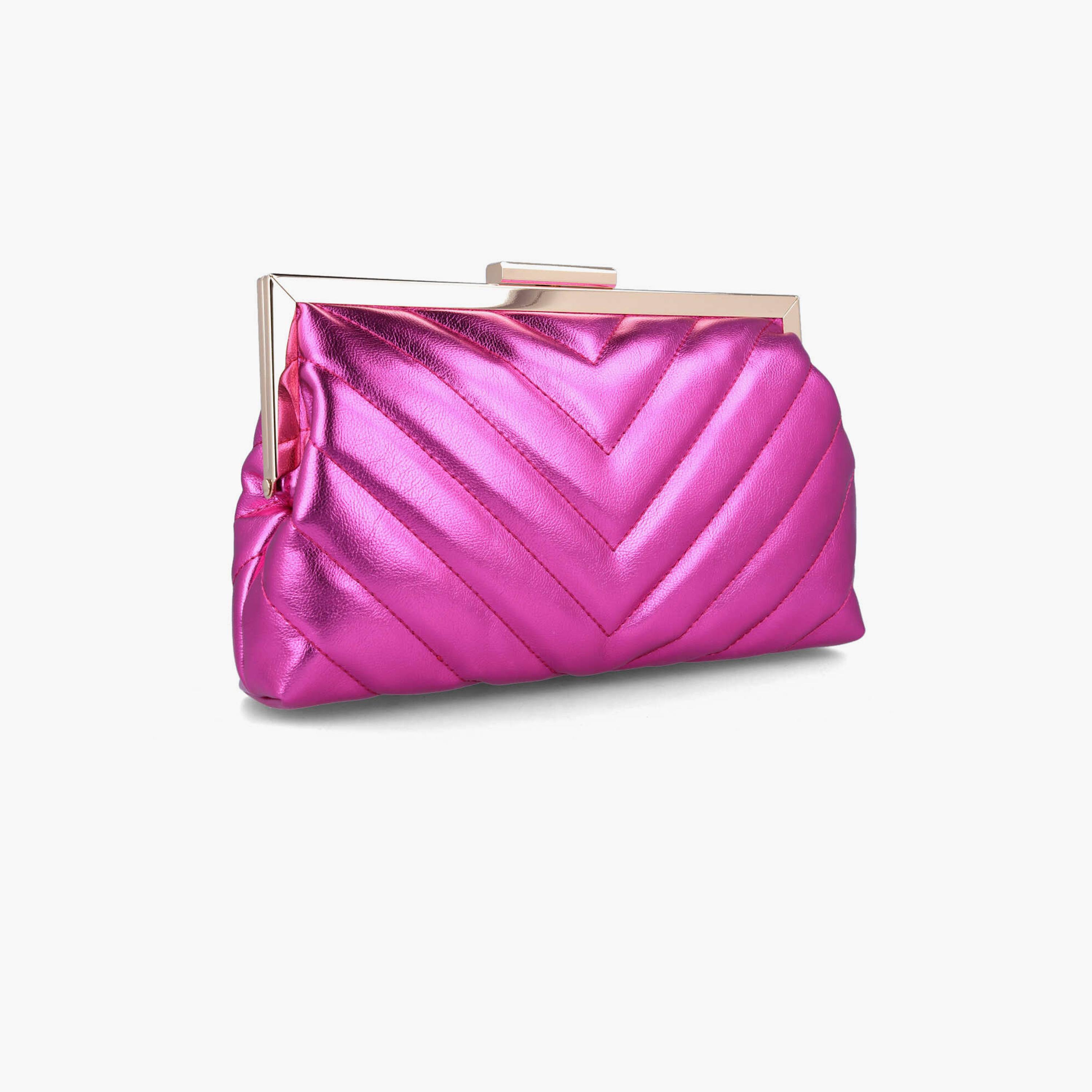 Menbur Textured Clutch With Metal Open Top In Pink-women-bagsandwallets-wallets-image-2