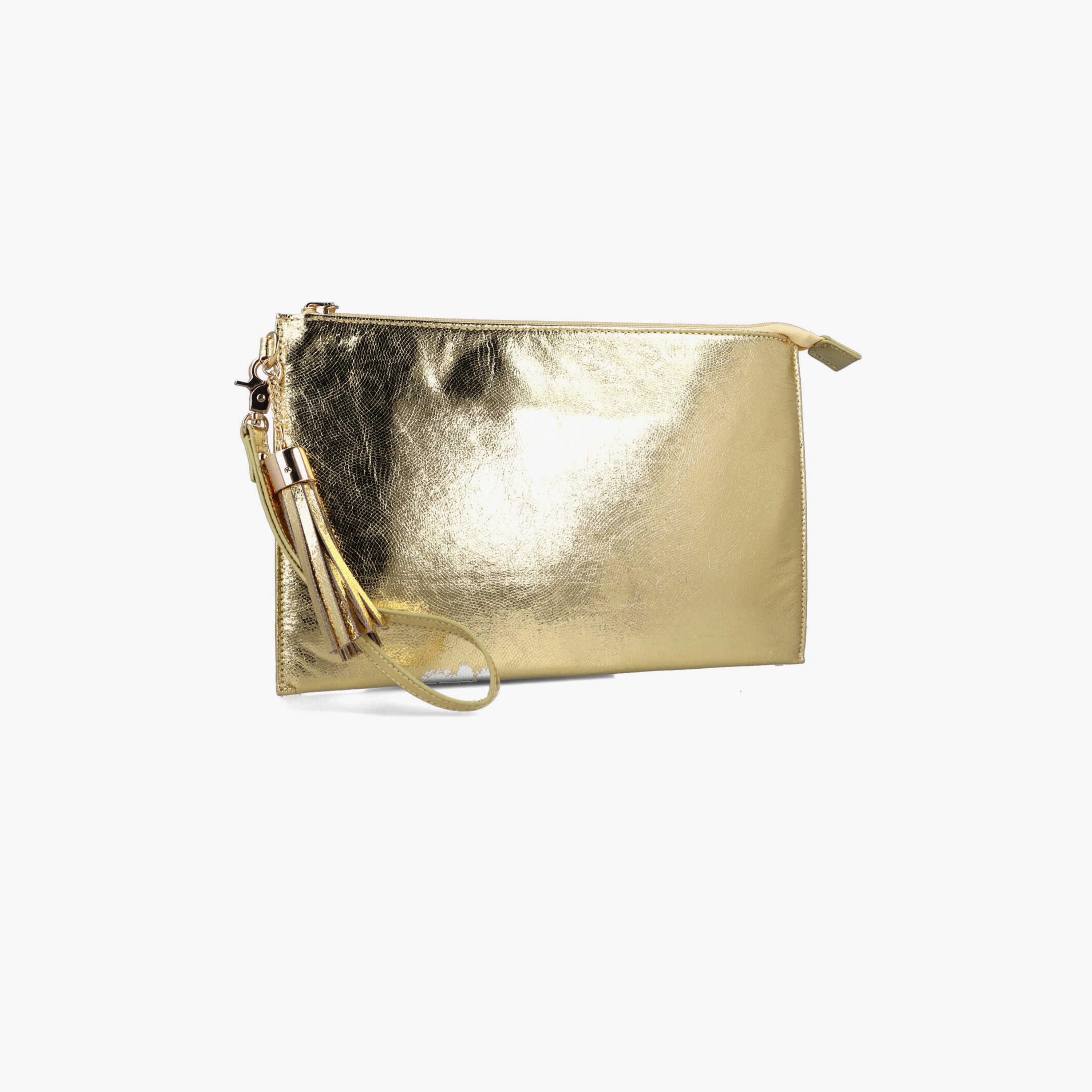 Menbur Textured Clutch With Tassel Design In Gold-women-bagsandwallets-wallets-image-2