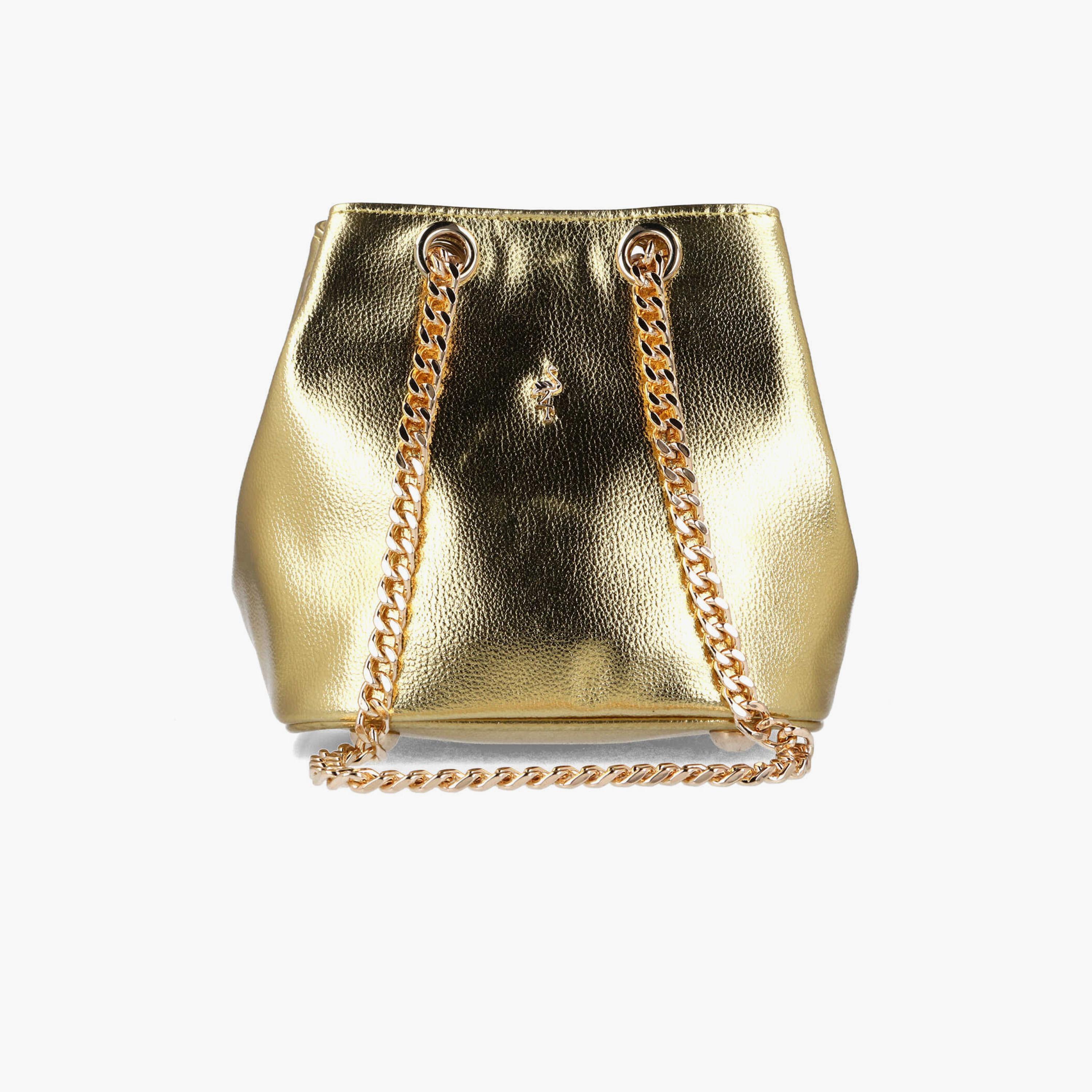 Menbur Textured Shoulder Bag With Metal Logo Detail In Gold-women-bagsandwallets-handbags-image-1