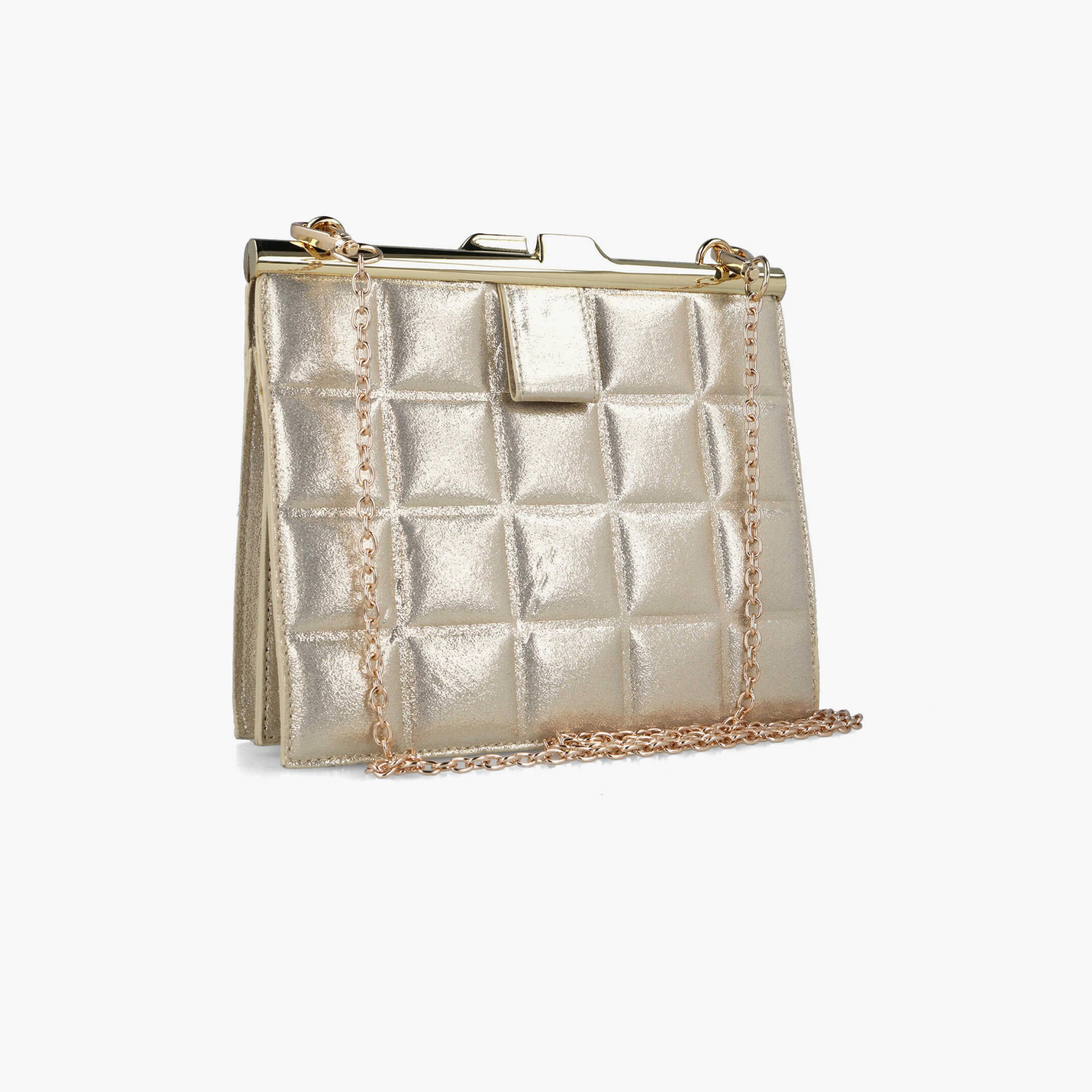 Menbur Quilted Clutch With Chain Strap In Gold-women-bagsandwallets-wallets-image-2