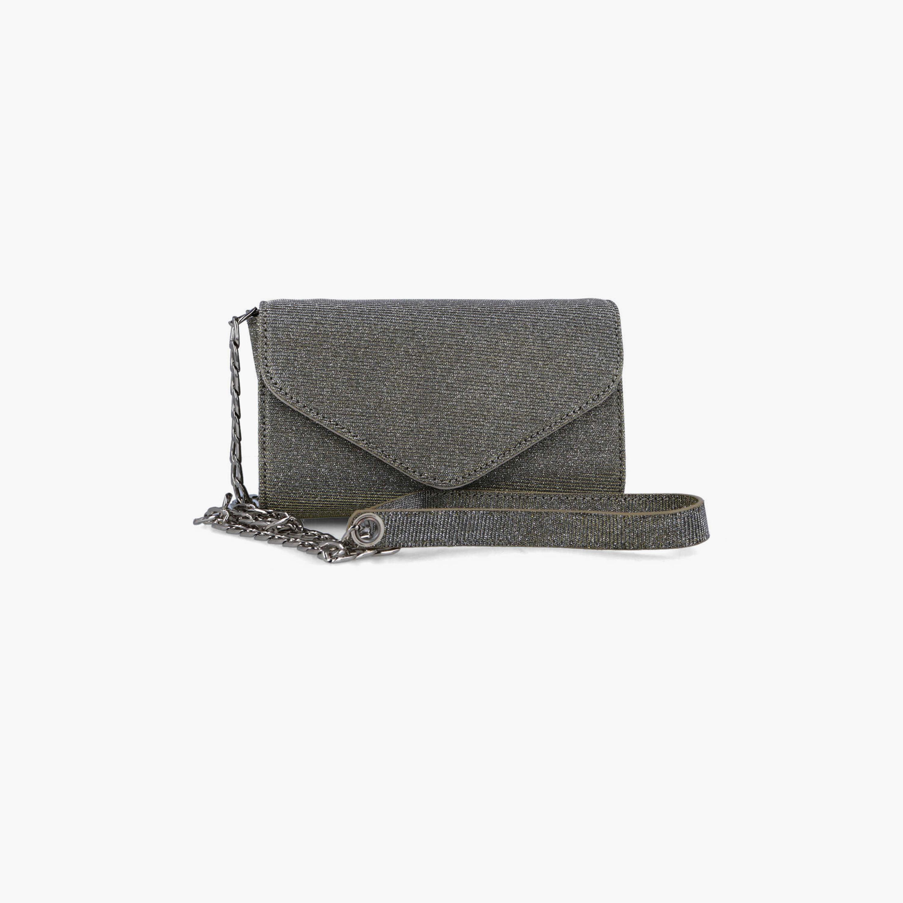 Menbur Textured Clutch With Chain Strap In Grey-women-bagsandwallets-wallets-image-1