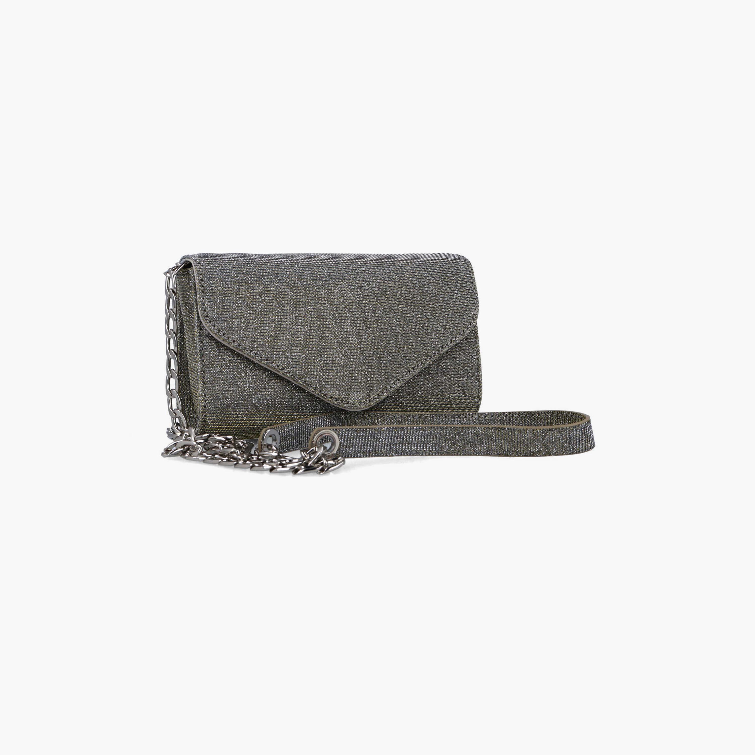 Menbur Textured Clutch With Chain Strap In Grey-women-bagsandwallets-wallets-image-2