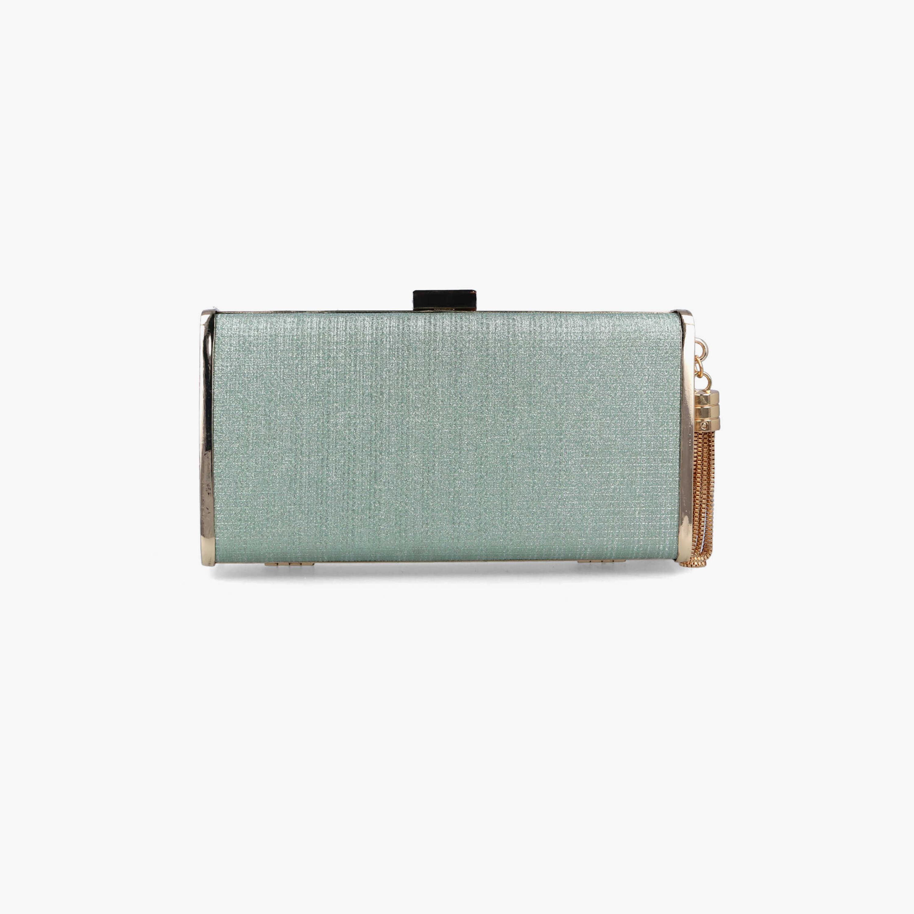 Menbur Textured Clutch With Tassel Design In Green-women-bagsandwallets-wallets-image-3