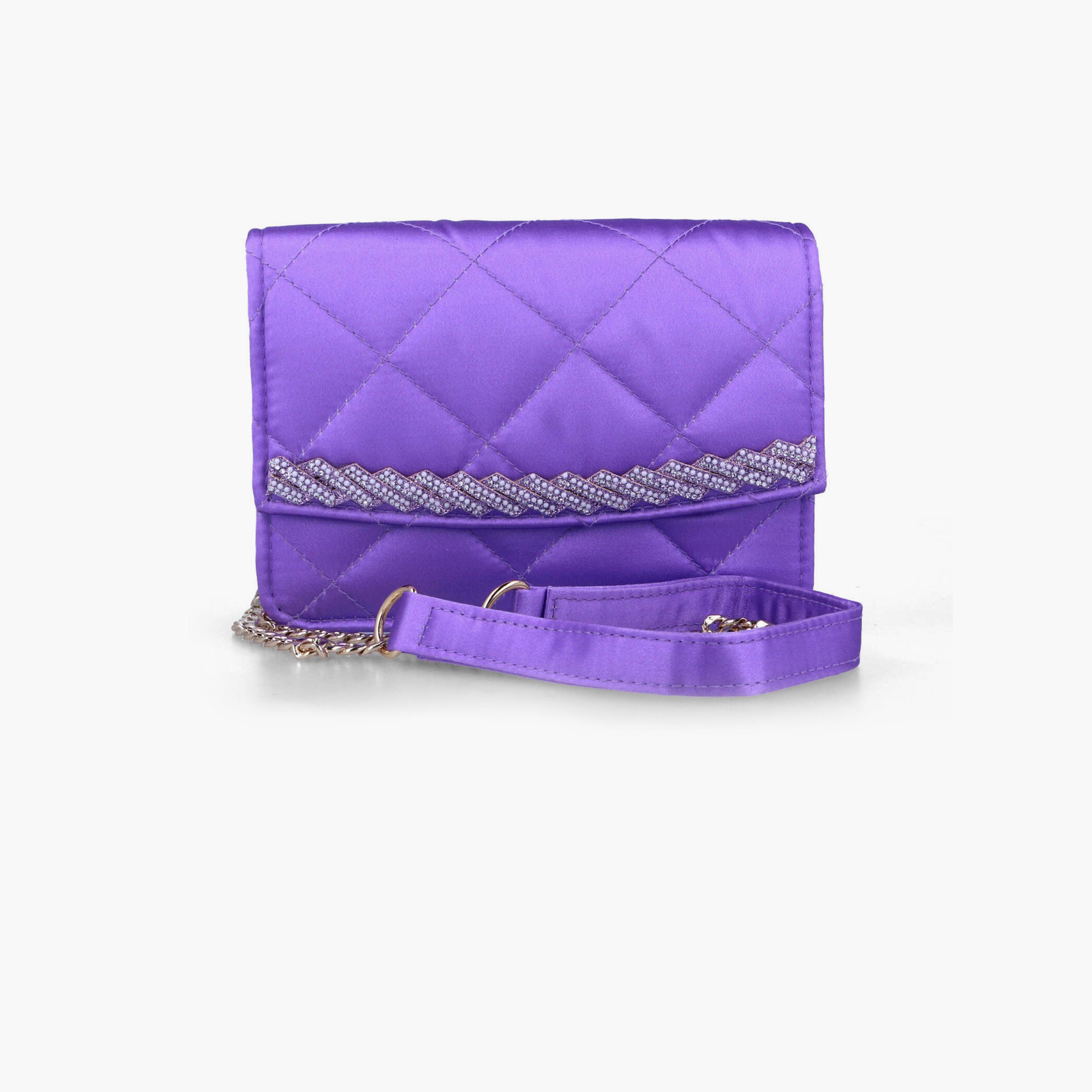 Menbur Quilted Crossbody Bag With Chain Strap In Purple-women-bagsandwallets-handbags-image-1