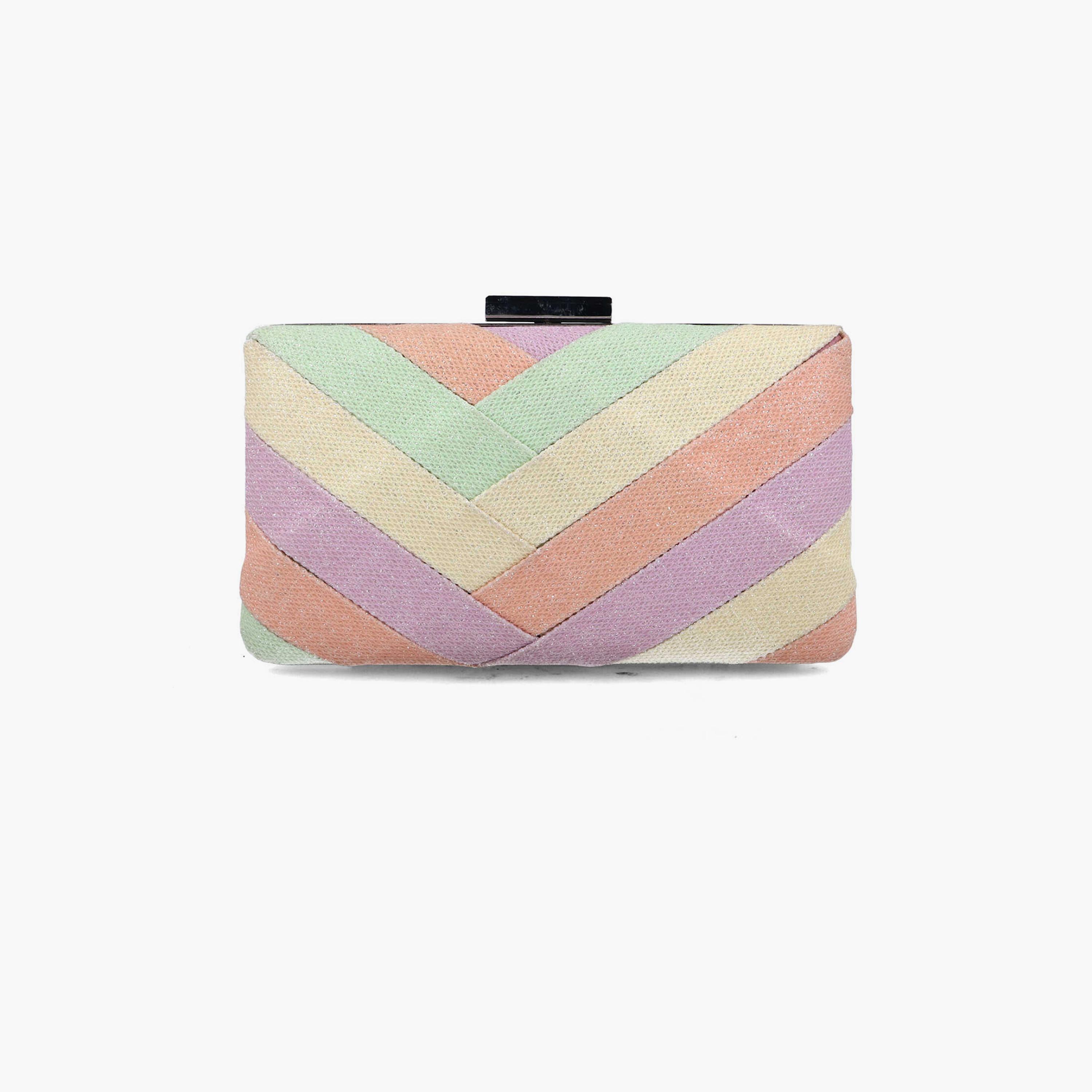 Menbur Color Block Clutch With Colourful Print In Multicolour-women-bagsandwallets-wallets-image-1
