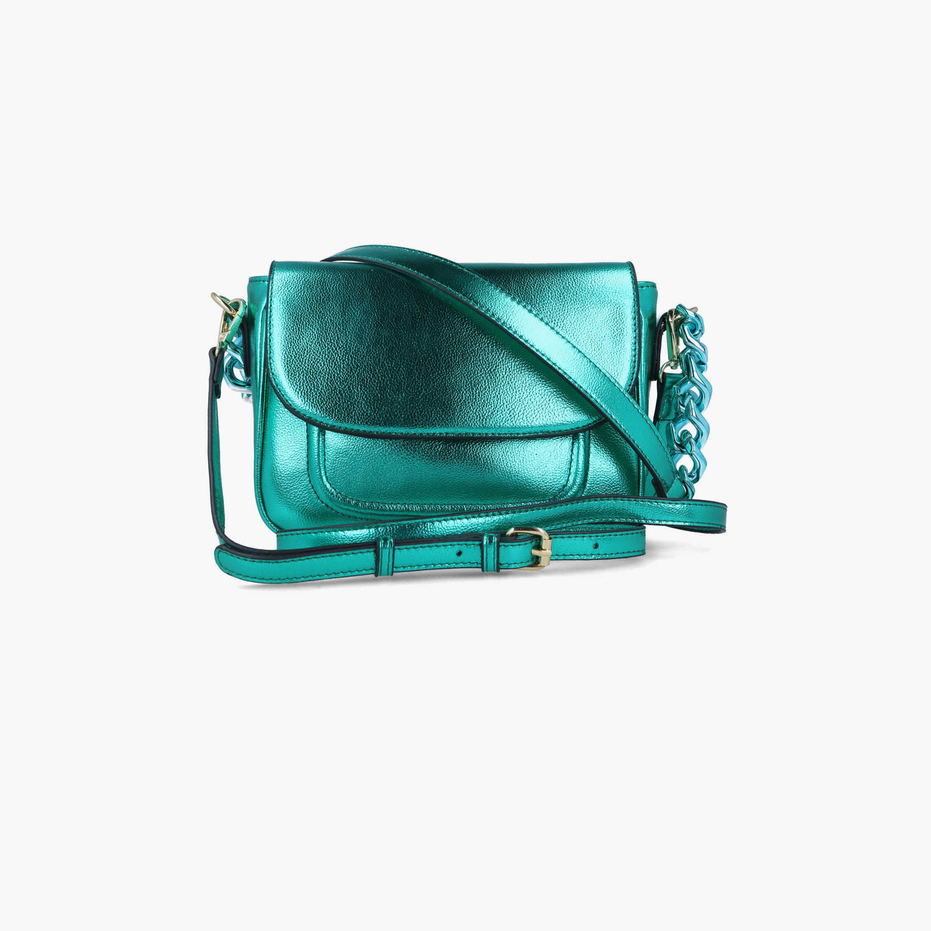Menbur Textured Crossbody Bag With Adjustable Strap In Green-women-bagsandwallets-handbags-image-1