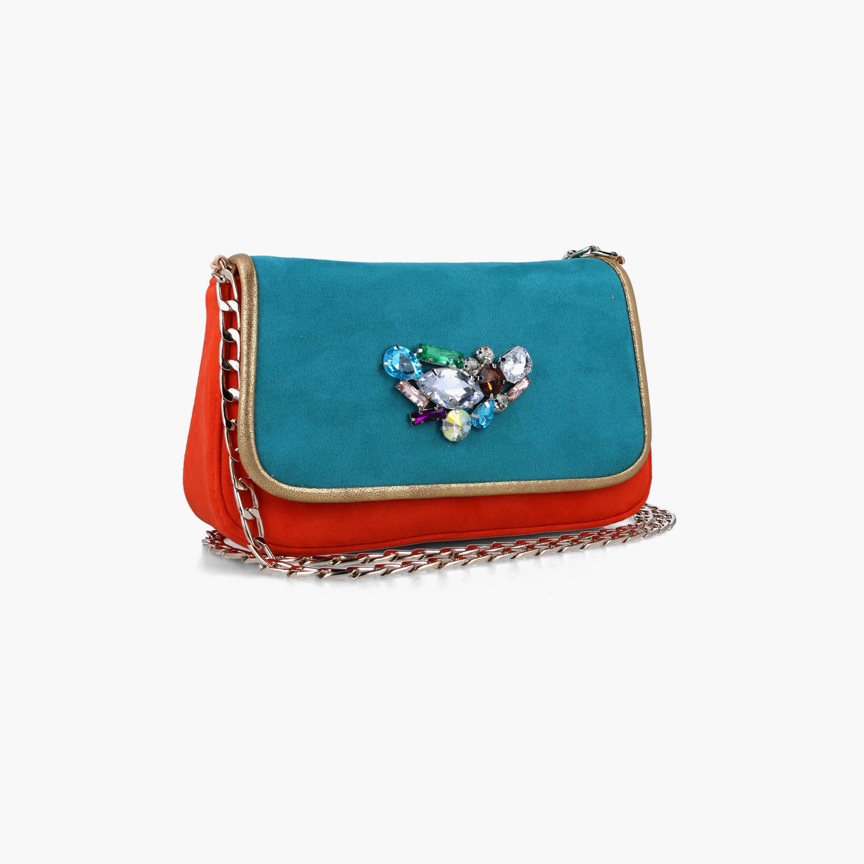 Menbur Embellished Crossbody Bag With Chain Strap In Blue-women-bagsandwallets-handbags-image-2