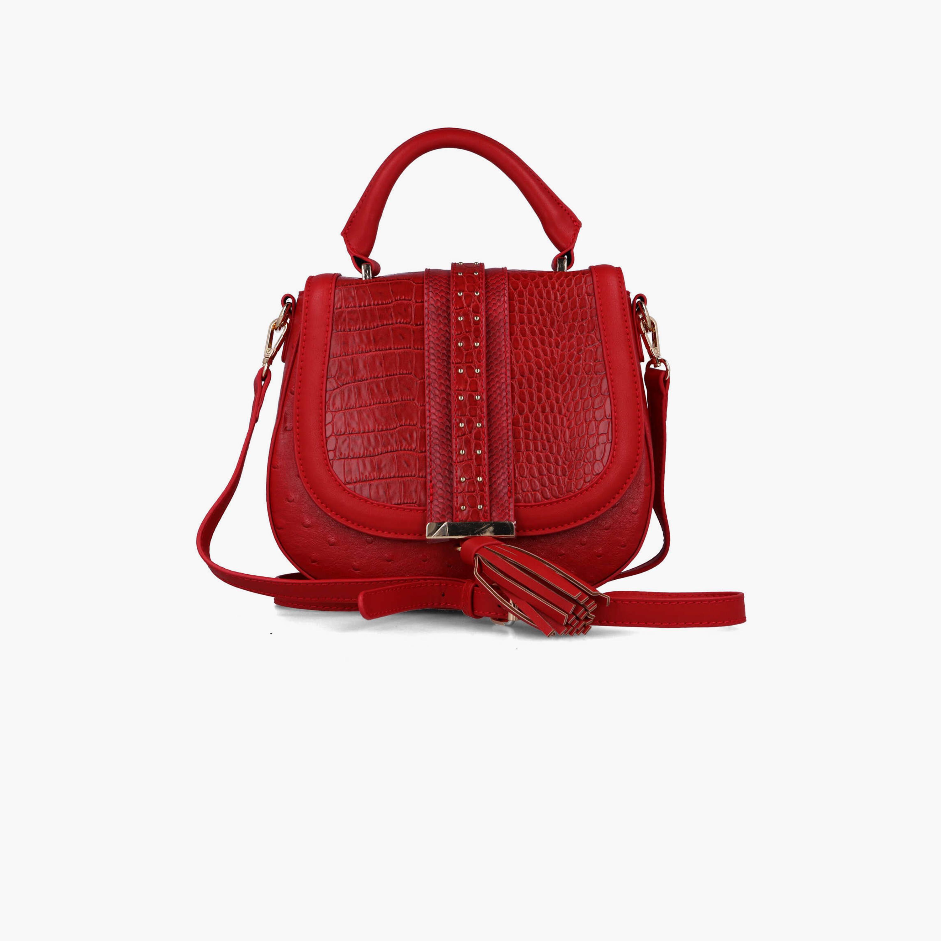 Menbur Animal Print Crossbody Bag With Reptile Texture In Red-women-bagsandwallets-handbags-image-1