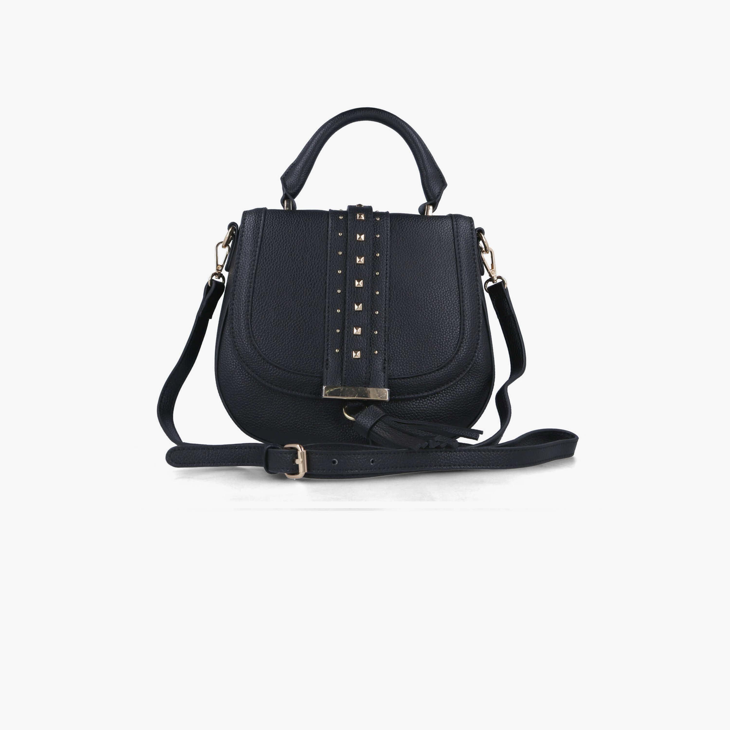 Menbur Textured Crossbody Bag With Studded Design In Black-women-bagsandwallets-handbags-image-1