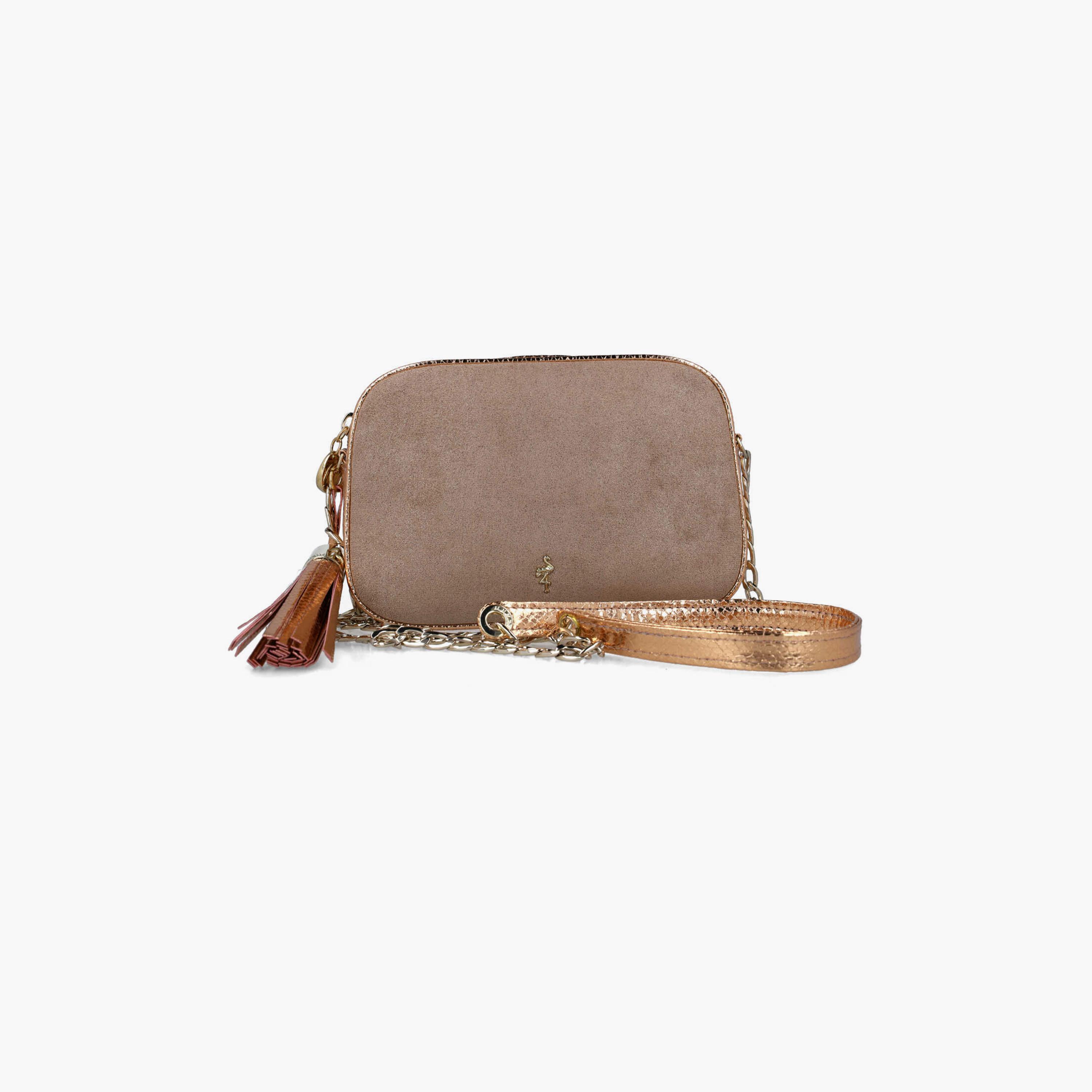 Menbur Textured Crossbody Bag With Chain Strap In Nude-women-bagsandwallets-handbags-image-1