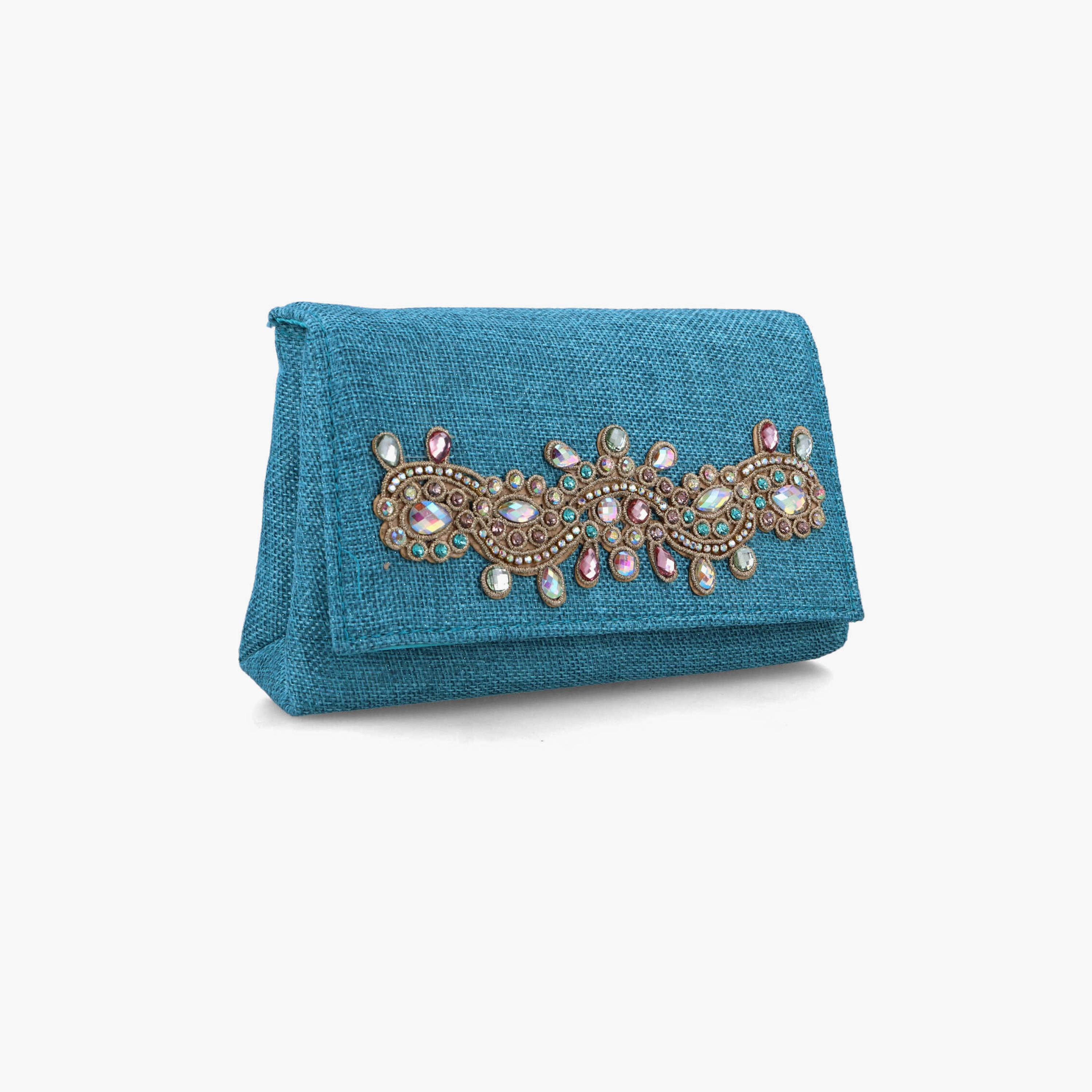 Menbur Embellished Clutch With Textured Design In Pink-women-bagsandwallets-wallets-image-2