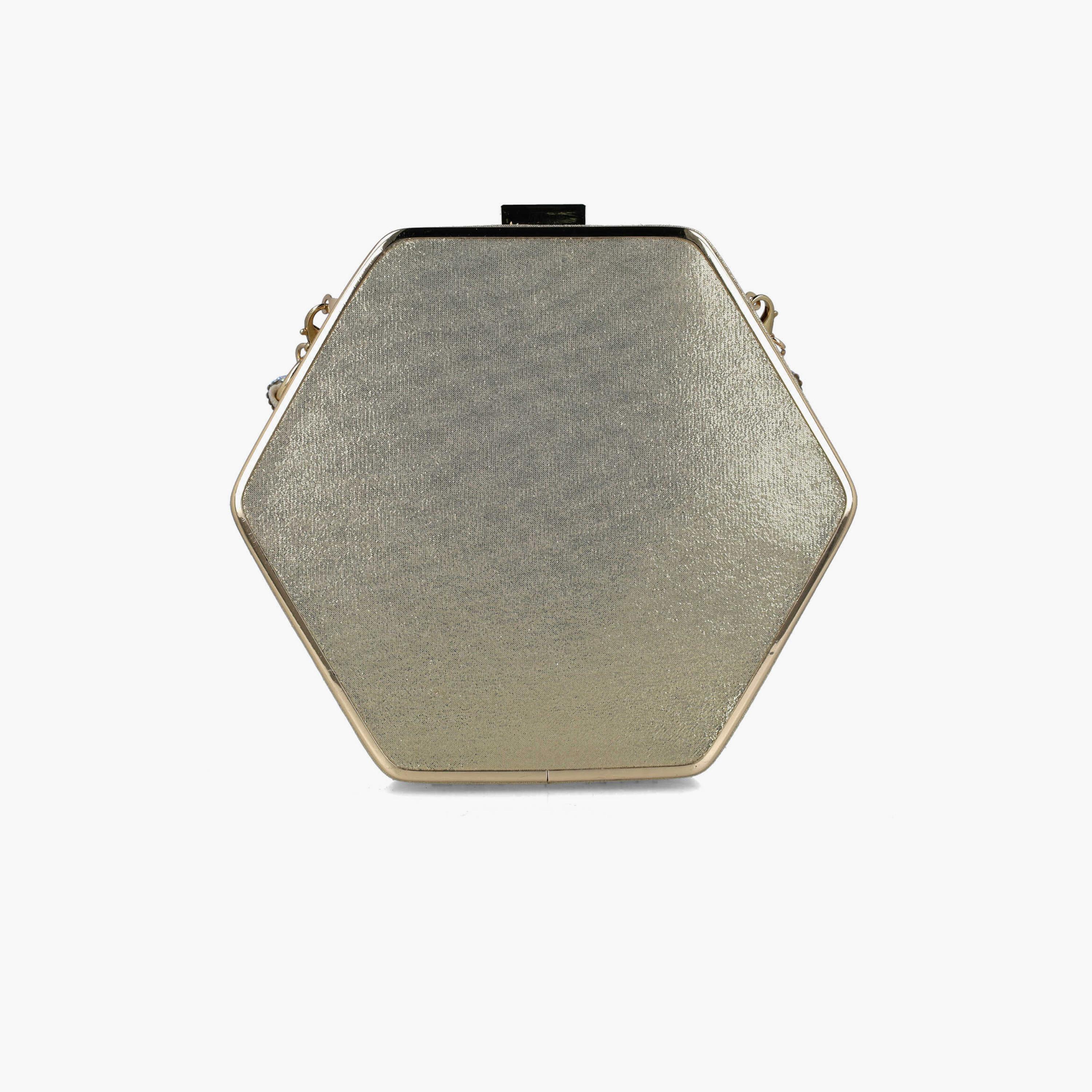 Menbur Embellished Clutch With Metallic Design In Gold-women-bagsandwallets-wallets-image-3