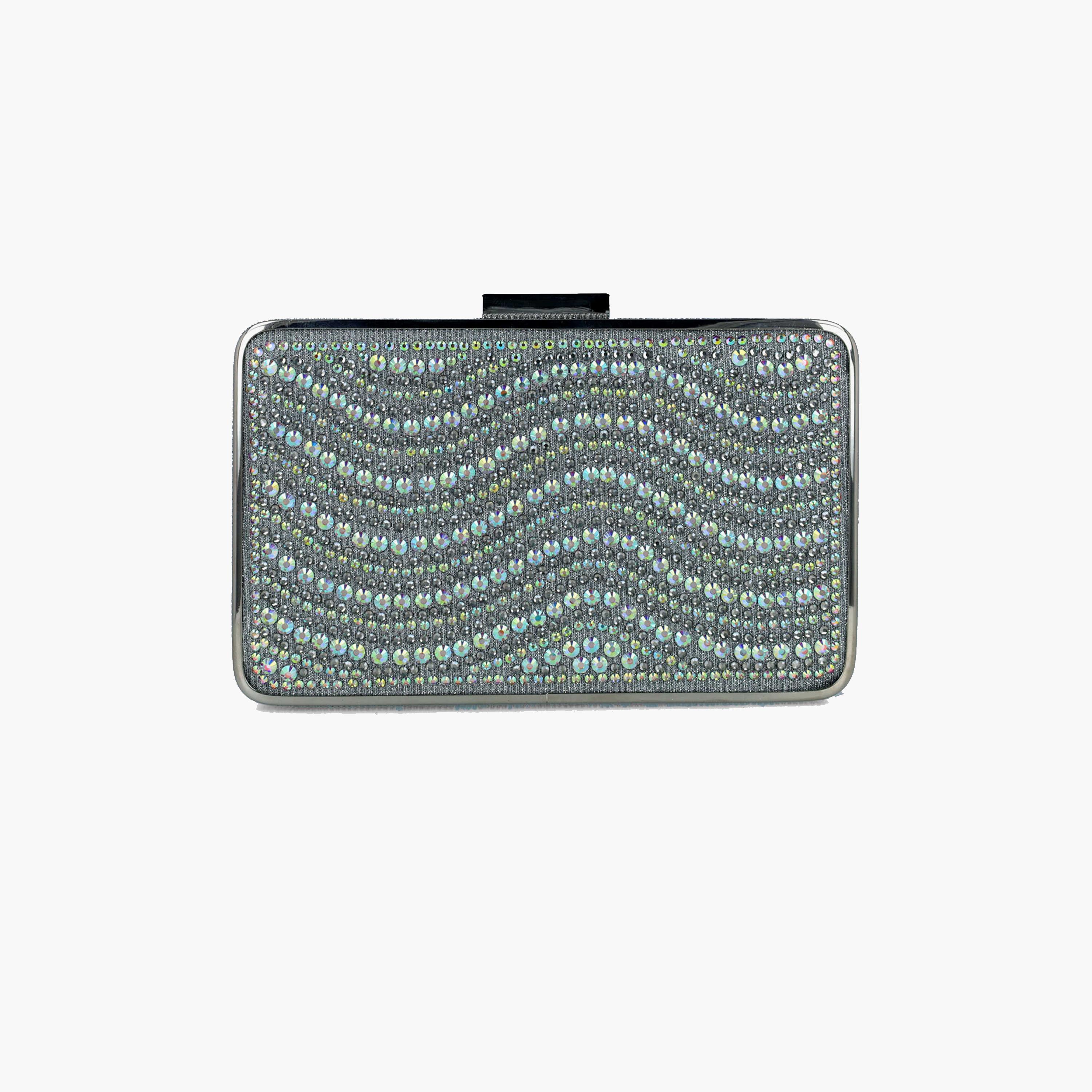 Menbur Clutch With Embellished Design In Silver-women-bagsandwallets-wallets-image-1