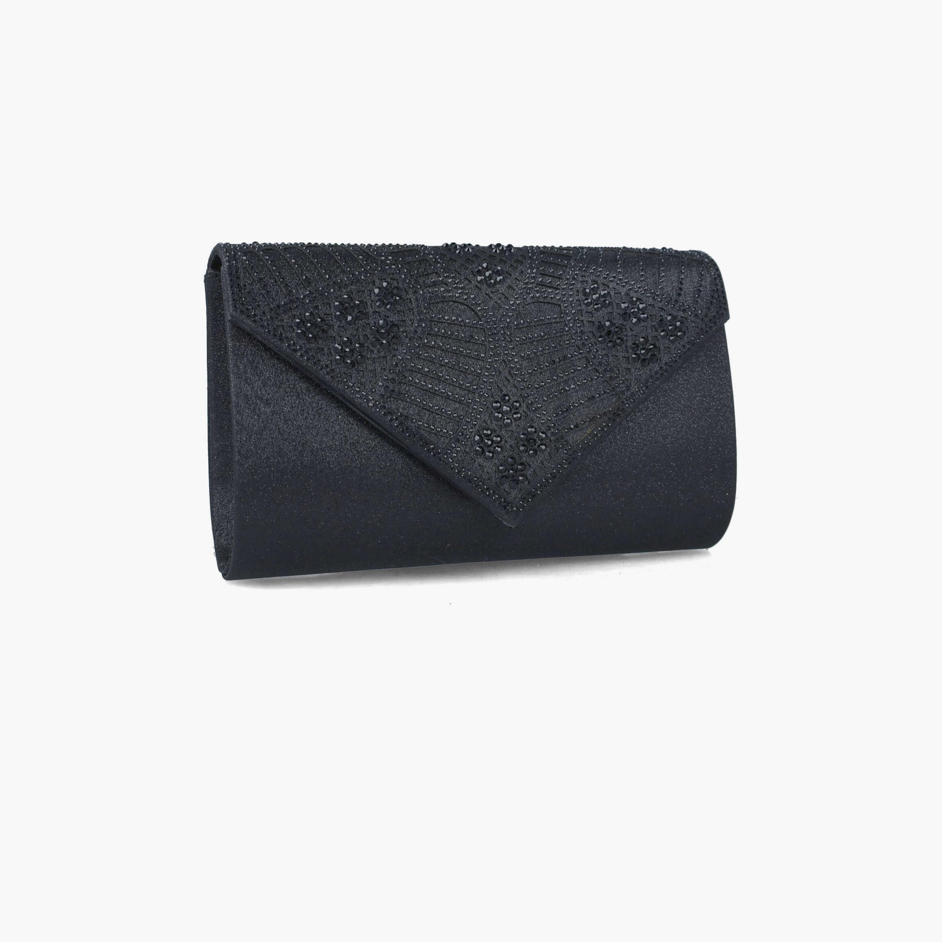 Menbur Embellished Clutch With Envelop Type In Black-women-bagsandwallets-wallets-image-2
