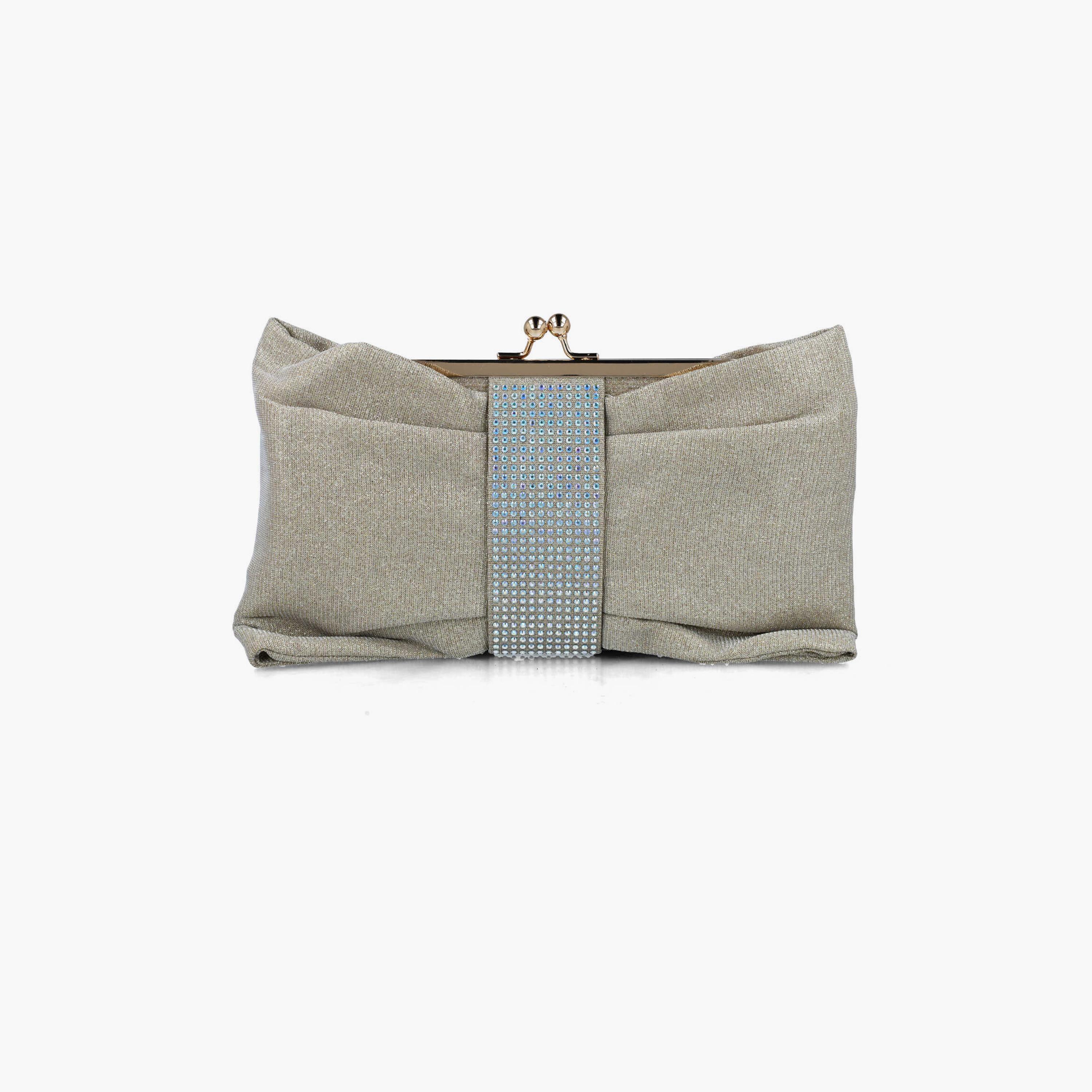Menbur Embellished Clutch With Bow Design Bag In Gold-women-bagsandwallets-wallets-image-1