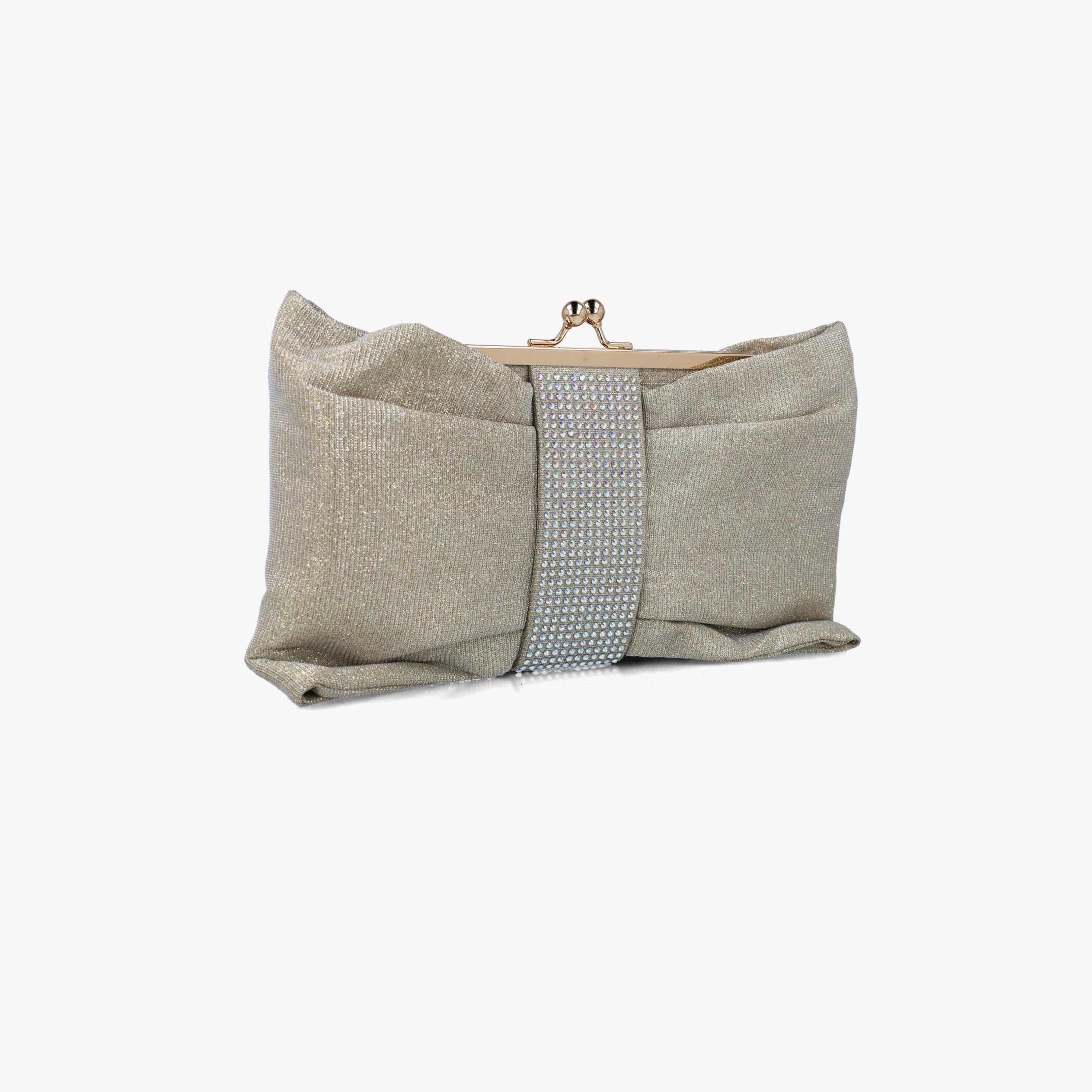 Menbur Embellished Clutch With Bow Design Bag In Gold-women-bagsandwallets-wallets-image-2