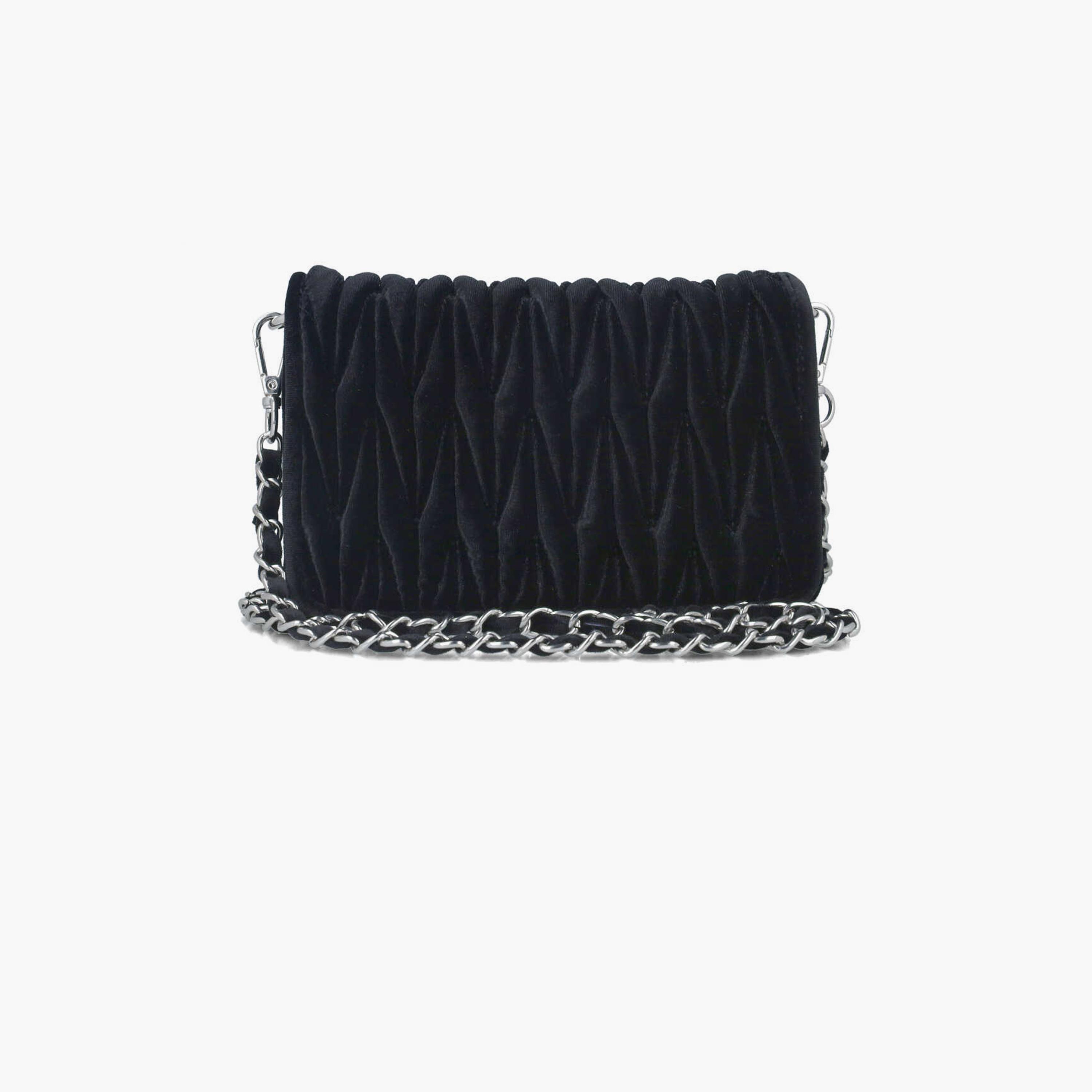Menbur Textured Crossbody Bag With Chain Strap In Black-women-bagsandwallets-handbags-image-1