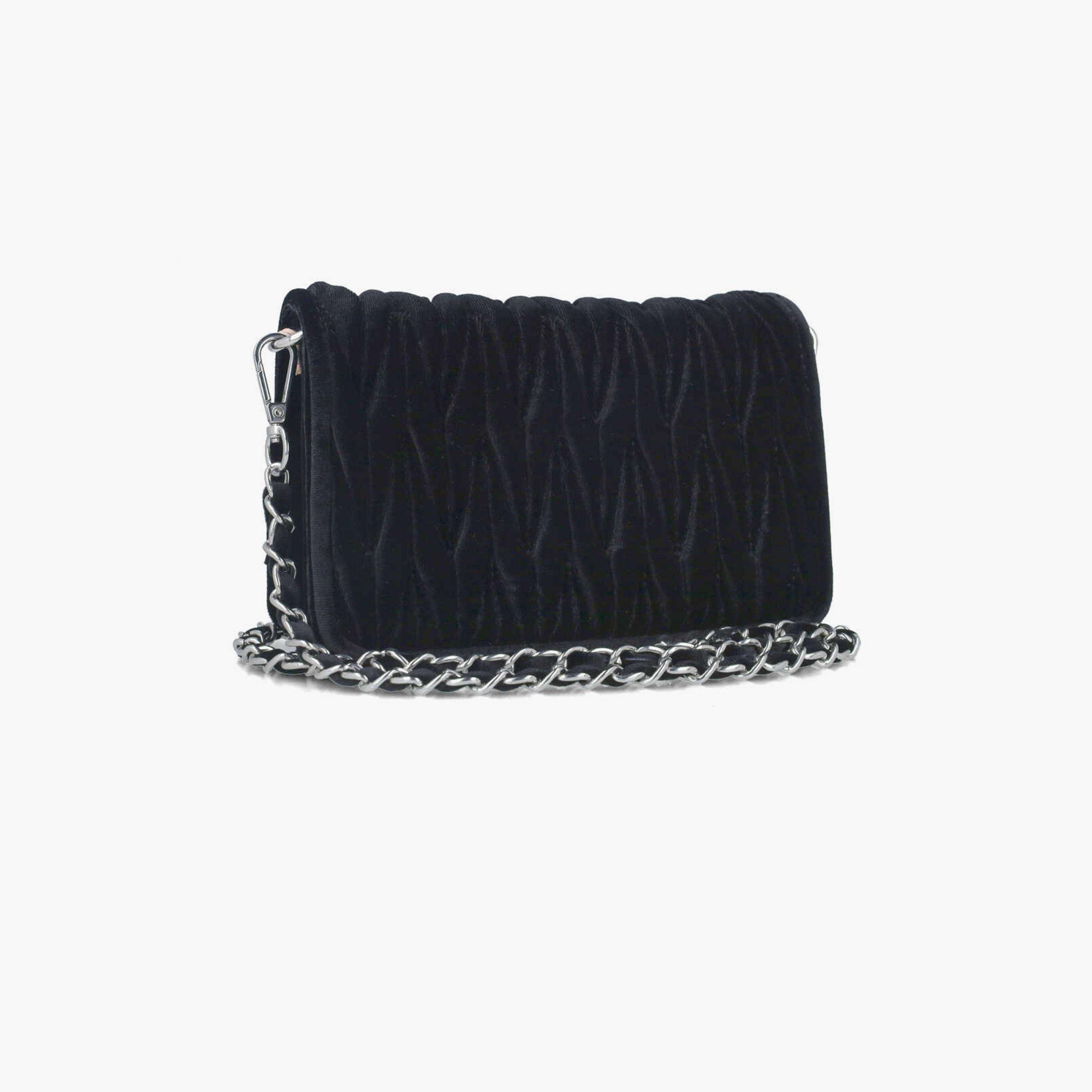 Menbur Textured Crossbody Bag With Chain Strap In Black-women-bagsandwallets-handbags-image-2