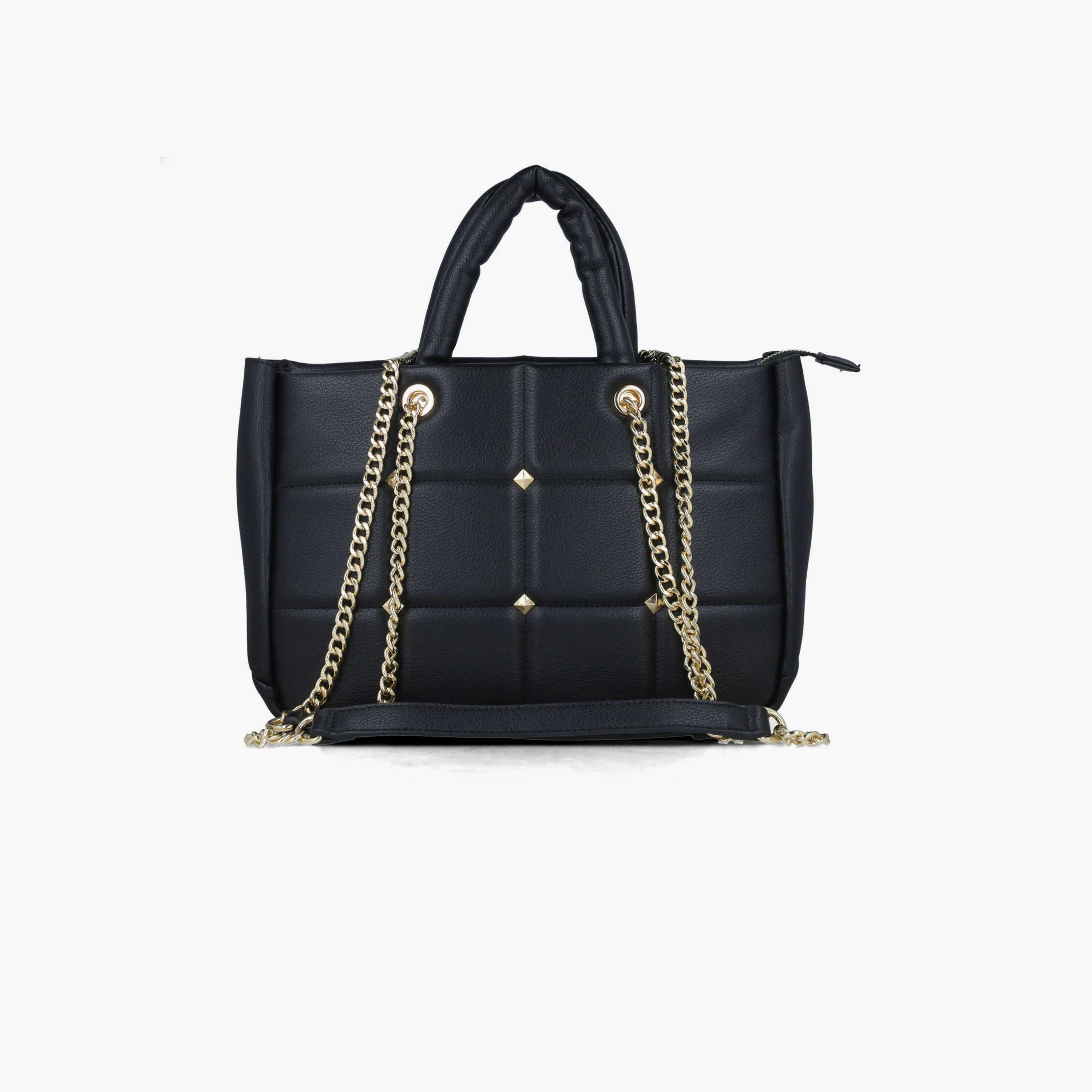 Menbur Textured Shoulder Bag With Chain Strap In Black-women-bagsandwallets-handbags-image-1