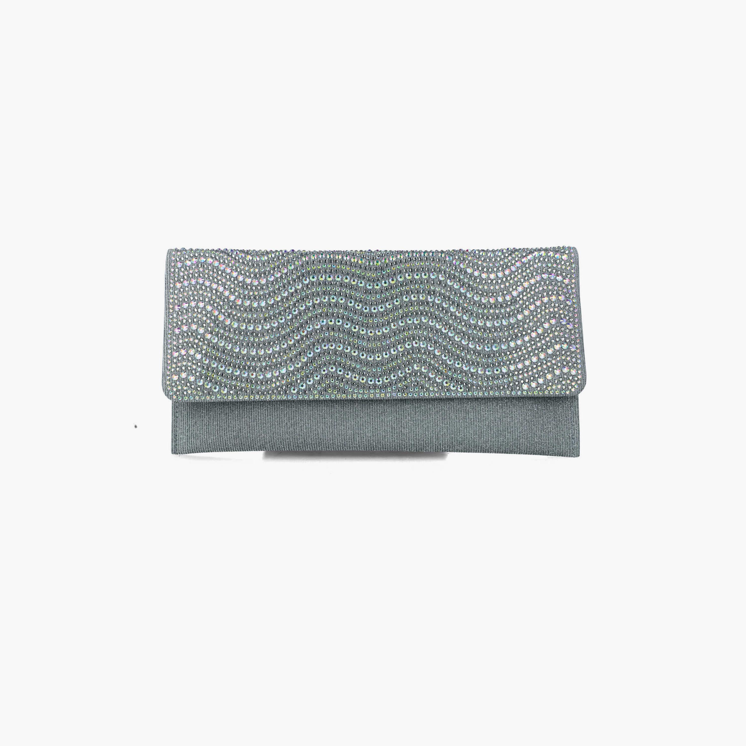 Menbur Clutch With Embellished Design In Silver-women-bagsandwallets-wallets-image-1
