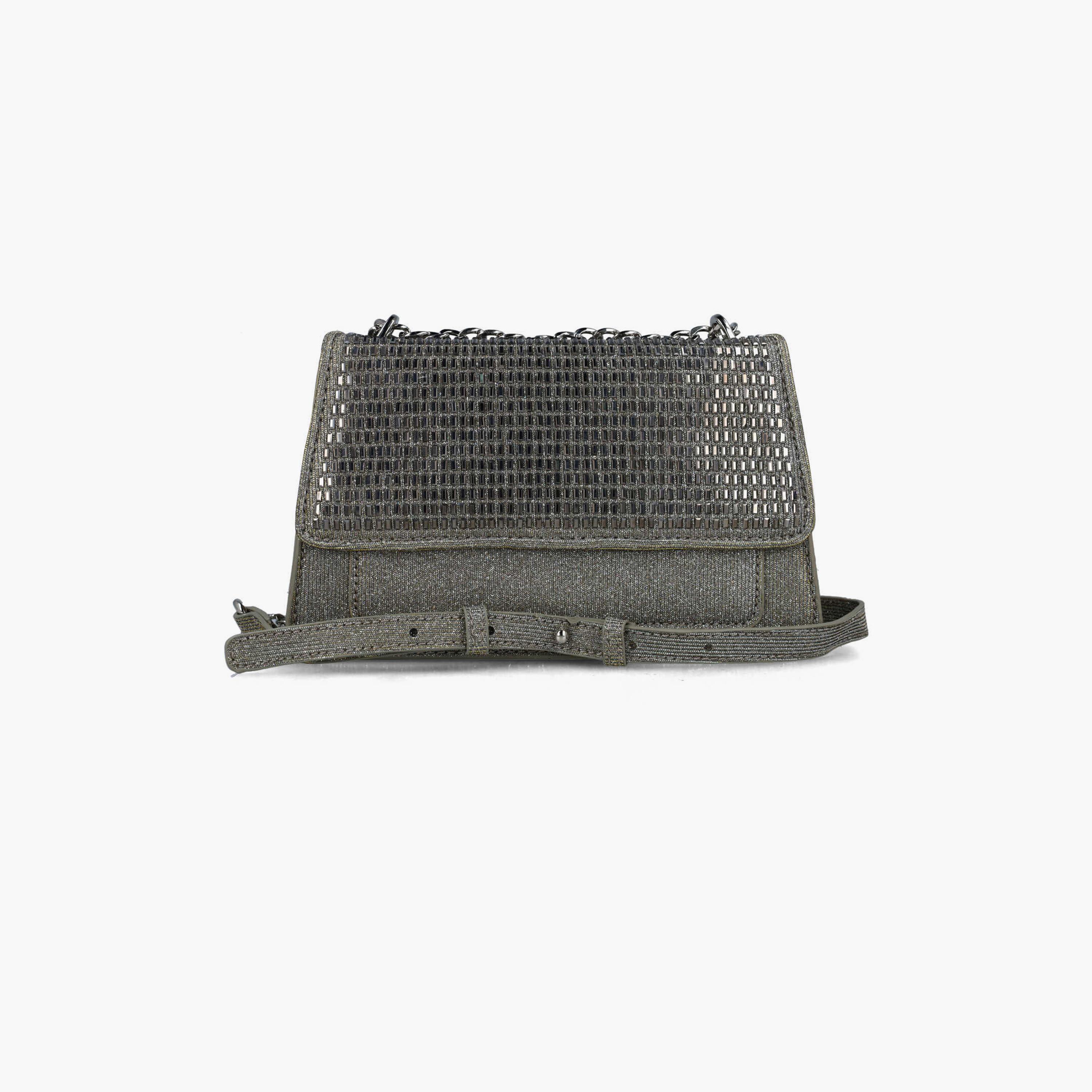 Menbur Embellished Crossbody Bag With Chain Strap In Grey-women-bagsandwallets-handbags-image-1
