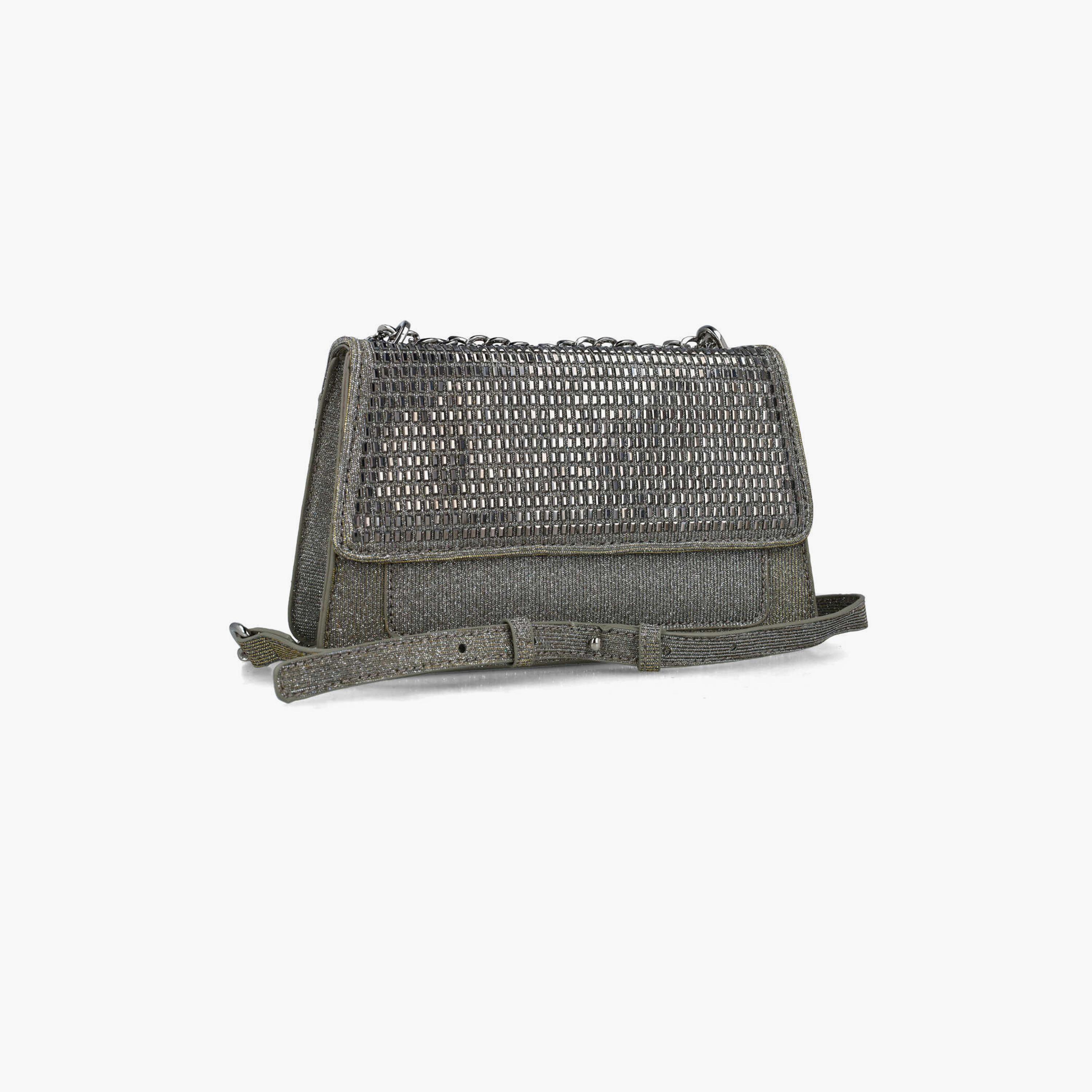 Menbur Embellished Crossbody Bag With Chain Strap In Grey-women-bagsandwallets-handbags-image-2