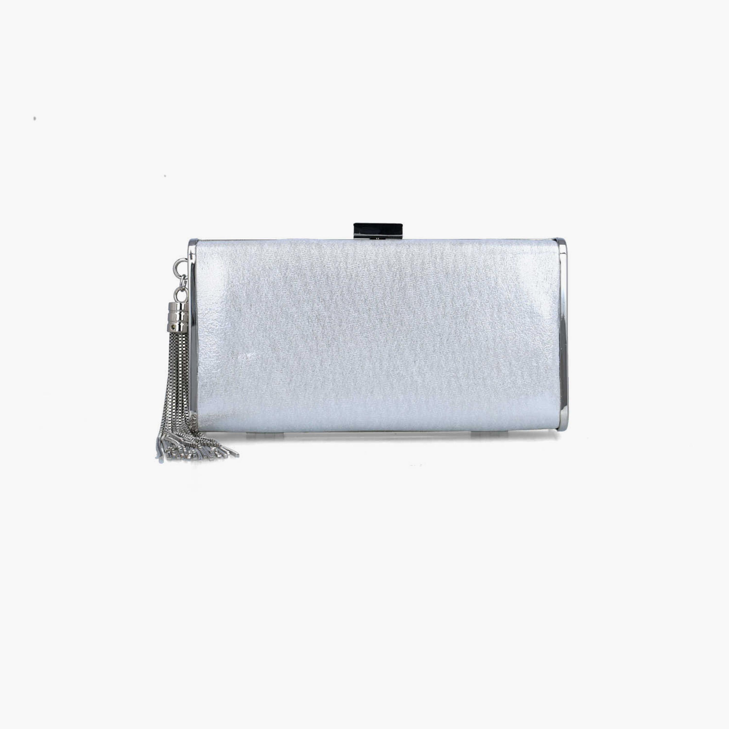 Menbur Textured Clutch With Tassel Design In Silver-women-bagsandwallets-wallets-image-1
