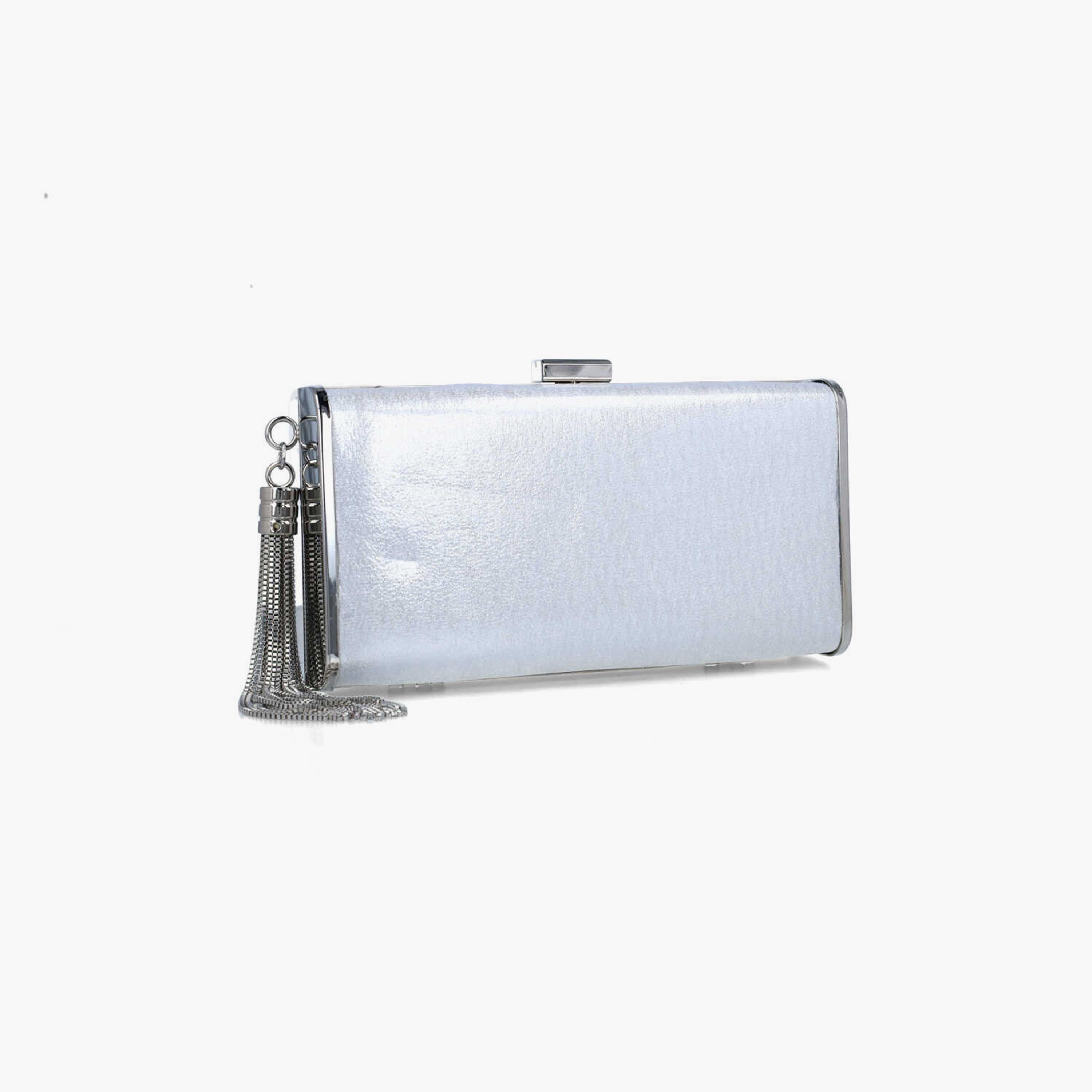 Menbur Textured Clutch With Tassel Design In Silver-women-bagsandwallets-wallets-image-2