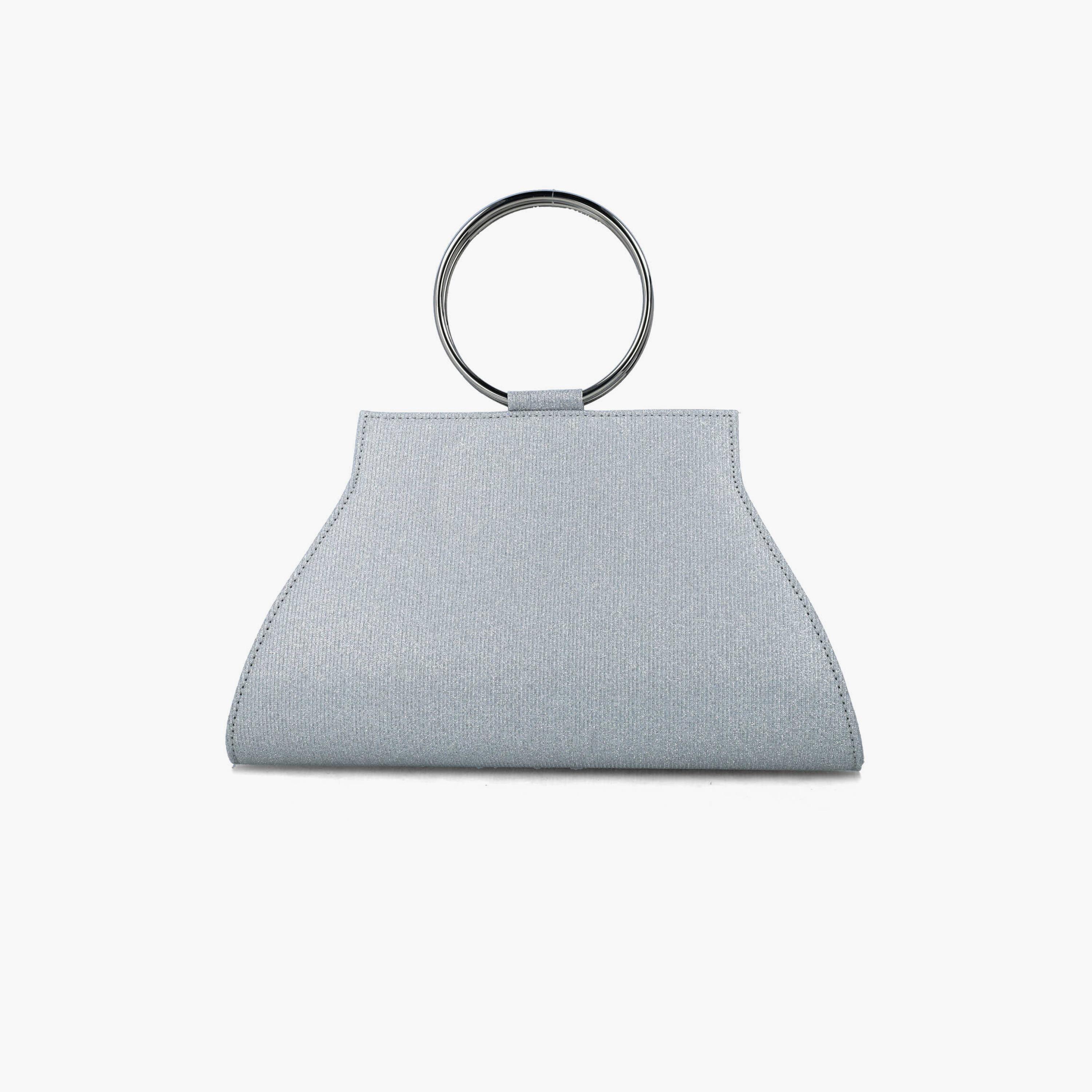 Menbur Textured Clutch With Metal Handle In Silver-women-bagsandwallets-wallets-image-1