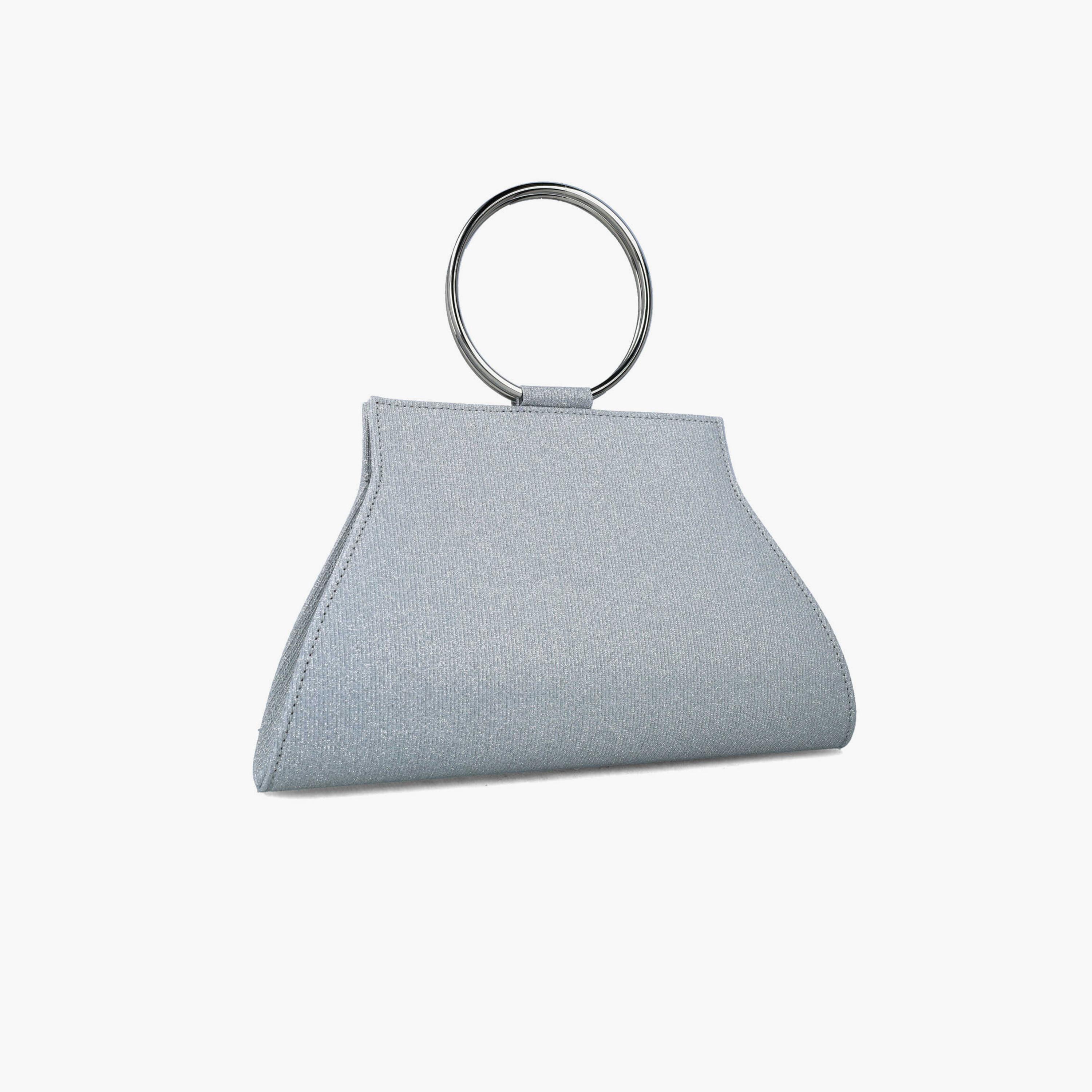 Menbur Textured Clutch With Metal Handle In Silver-women-bagsandwallets-wallets-image-2
