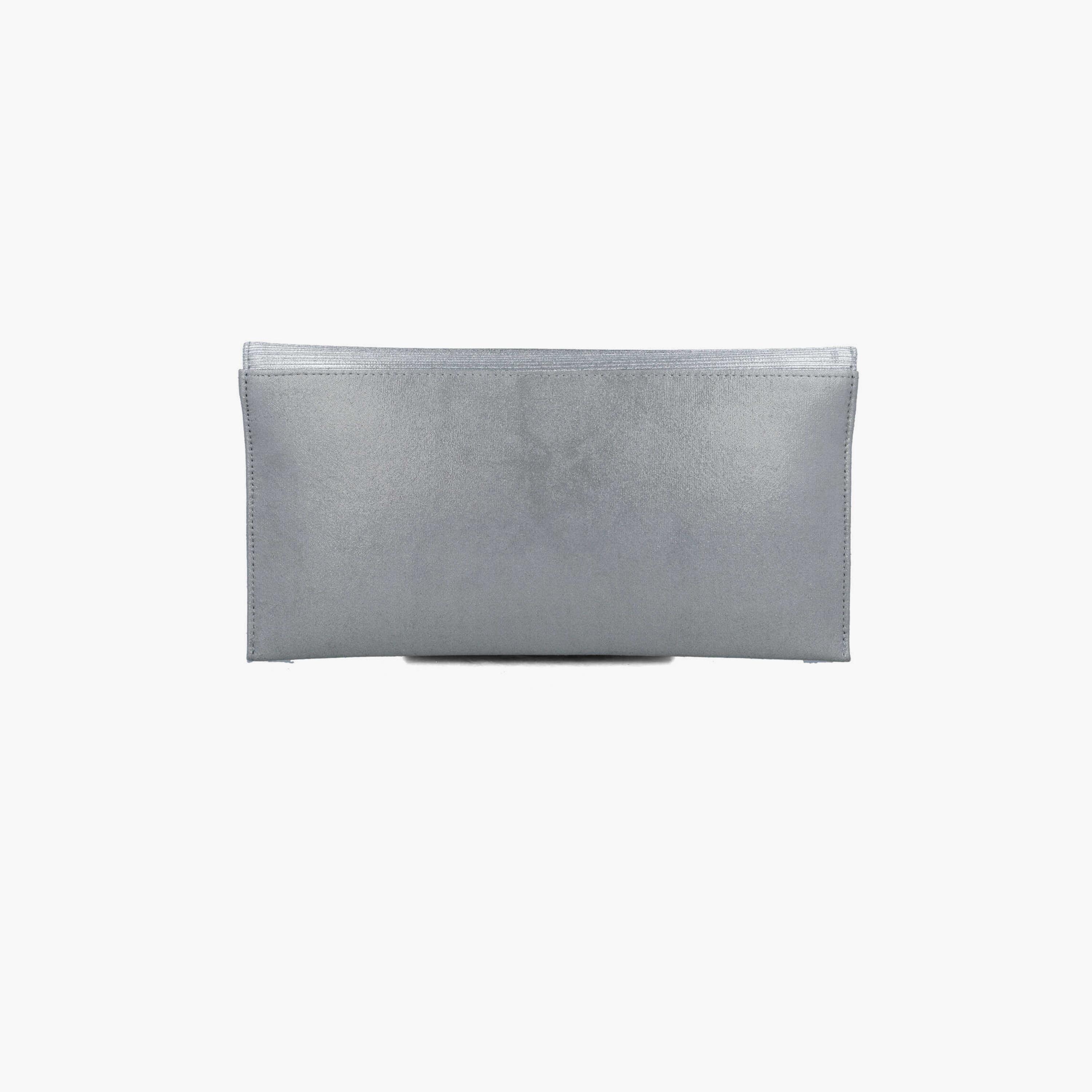 Menbur Textured Clutch With Metal Design On The Flap In Silver-women-bagsandwallets-wallets-image-3