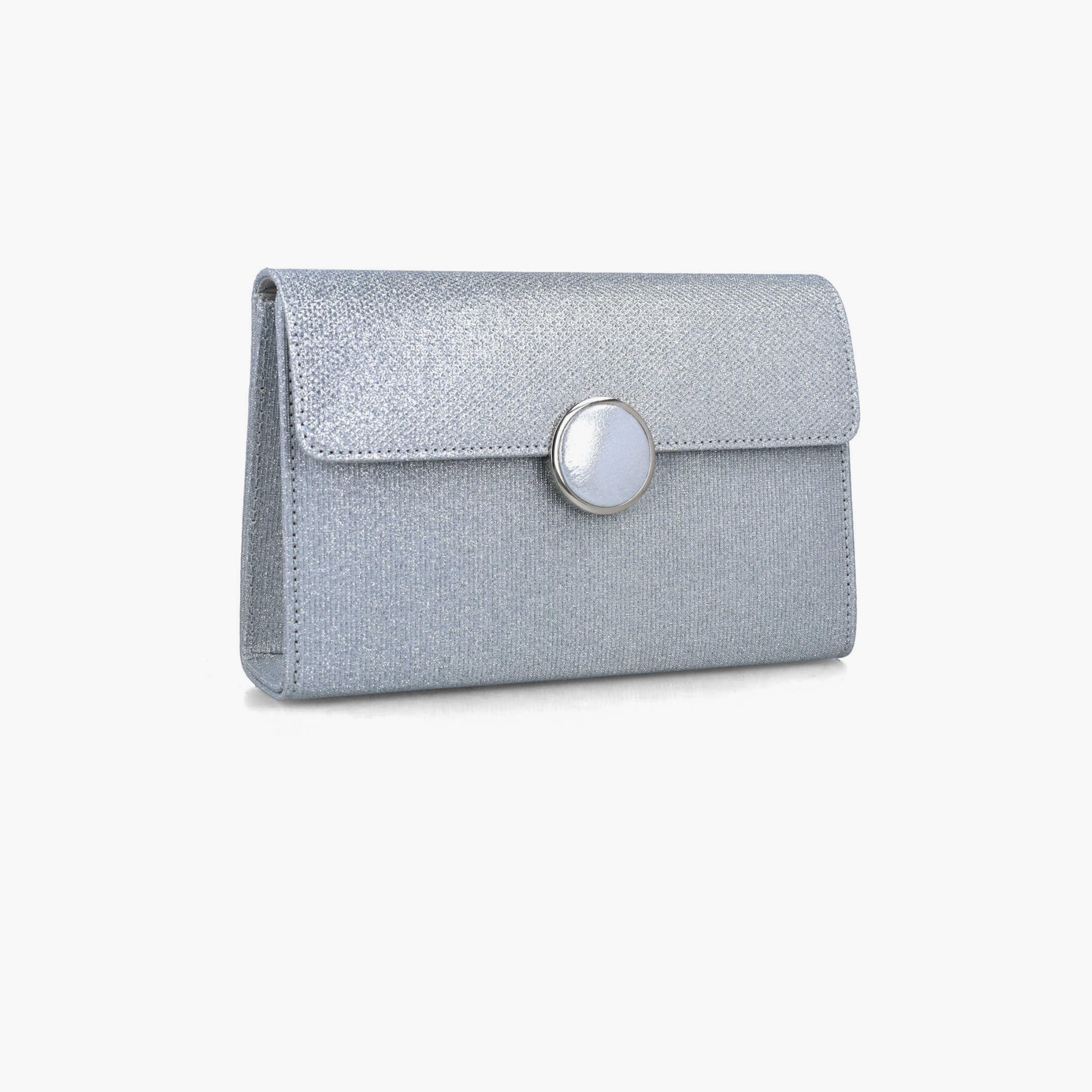 Menbur Textured Clutch With Textured Design In Silver-women-bagsandwallets-wallets-image-2
